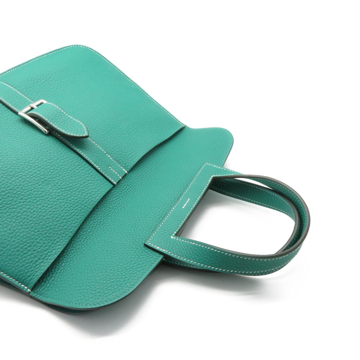 HERMES Clemence皮革Halzan 31手挽肩背兩用袋Vert Veronese