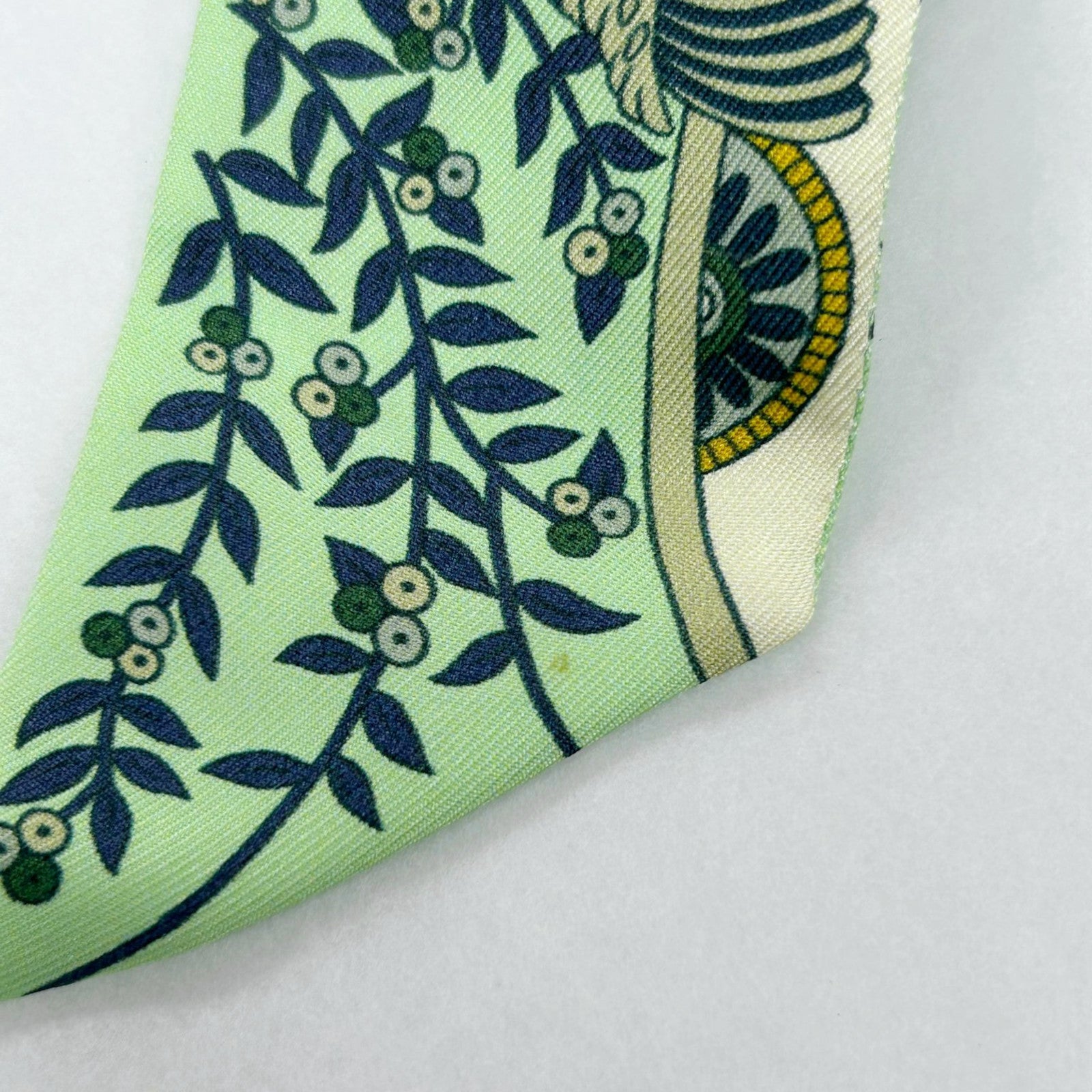 HERMES Silk Twilly Scarf Green/Yellow/Blue
