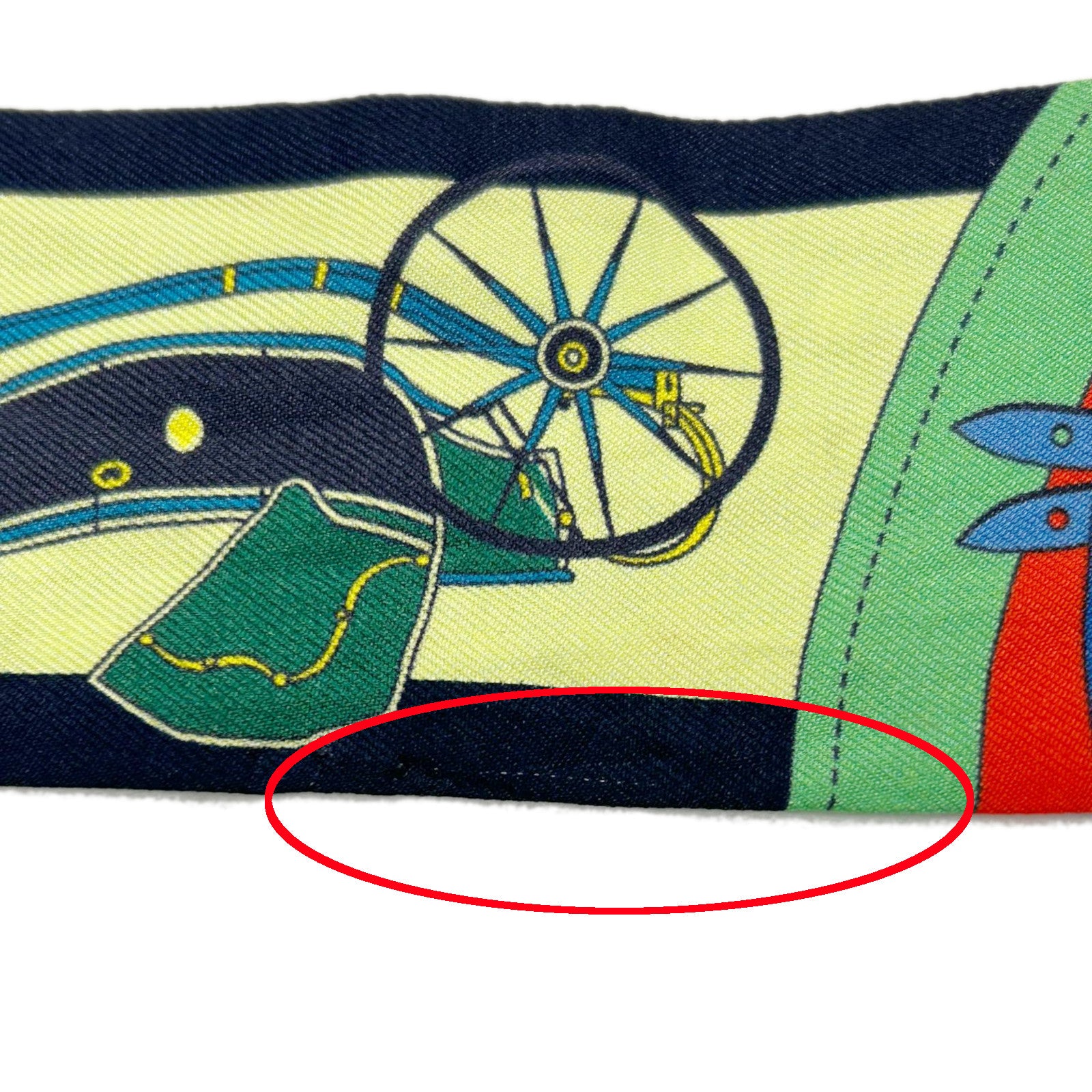 HERMES 【激減優惠】絲質Twilly絲巾綠色/彩色