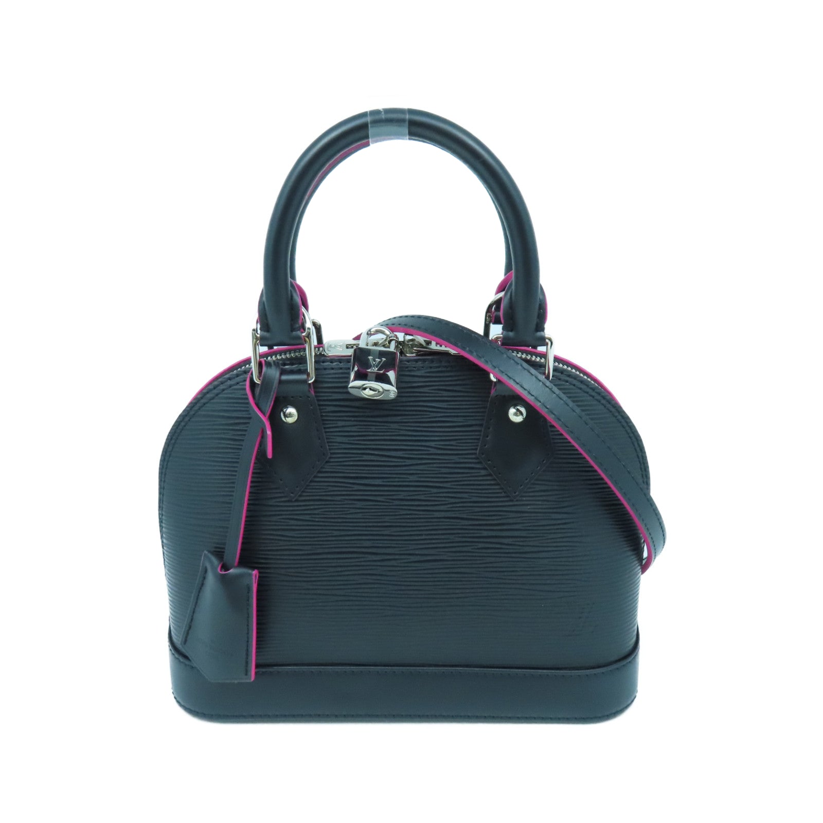 LOUIS VUITTON Epi Alma BB Silver Buckle Handle Shoulder Bag Black/Pink
