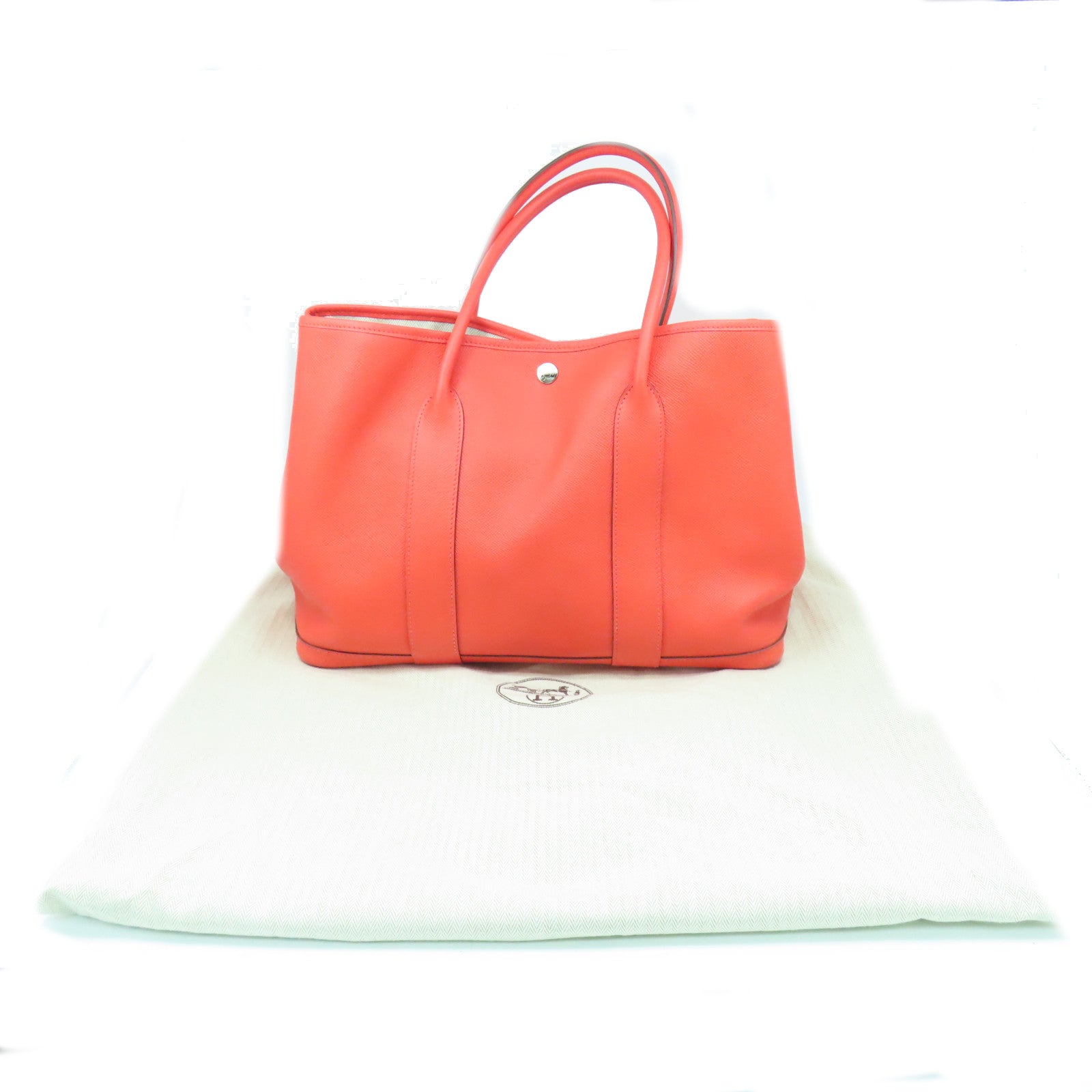 HERMES Veau Epsom皮革GardenParty PM銀扣手挽袋糖果紅色