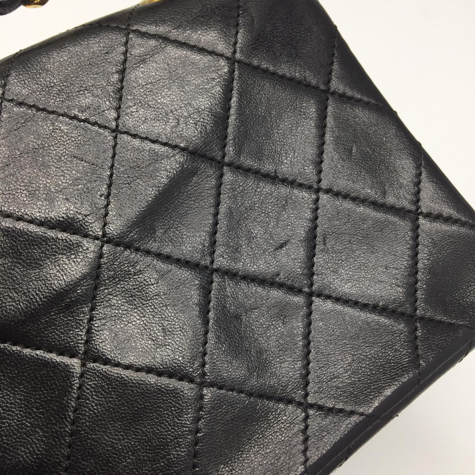 CHANEL 【激減優惠】菱格羊皮皮革Vintage Chain Shoulder金扣鏈帶肩背袋黑色