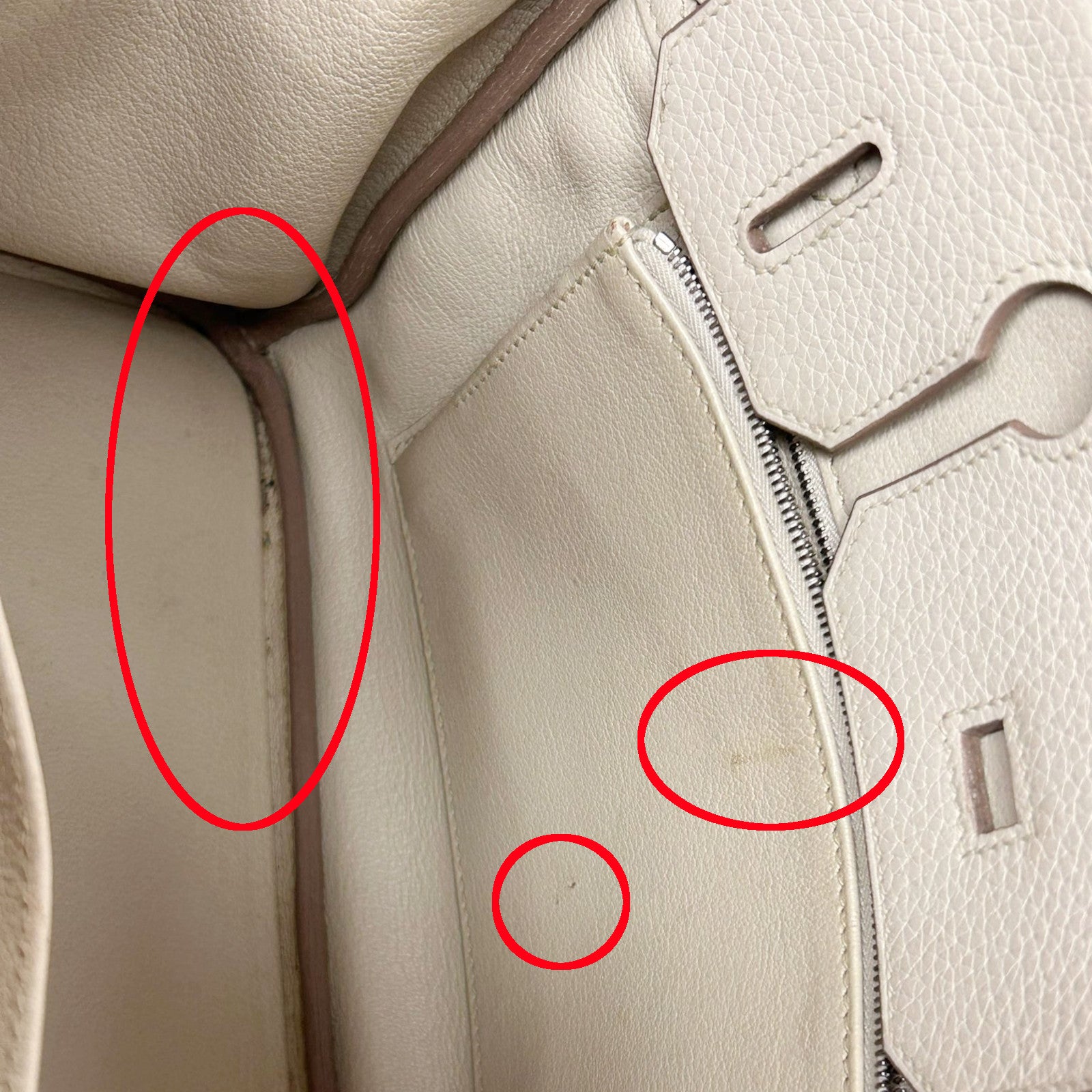 HERMES Togo皮革Birkin 30銀扣手挽袋奶油白色