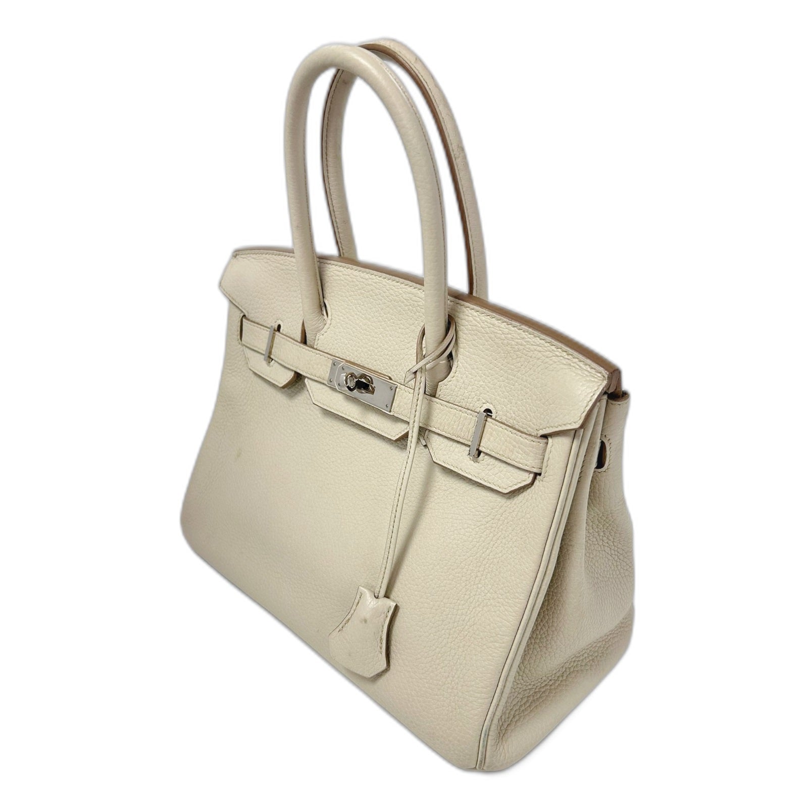 HERMES Togo皮革Birkin 30銀扣手挽袋奶油白色