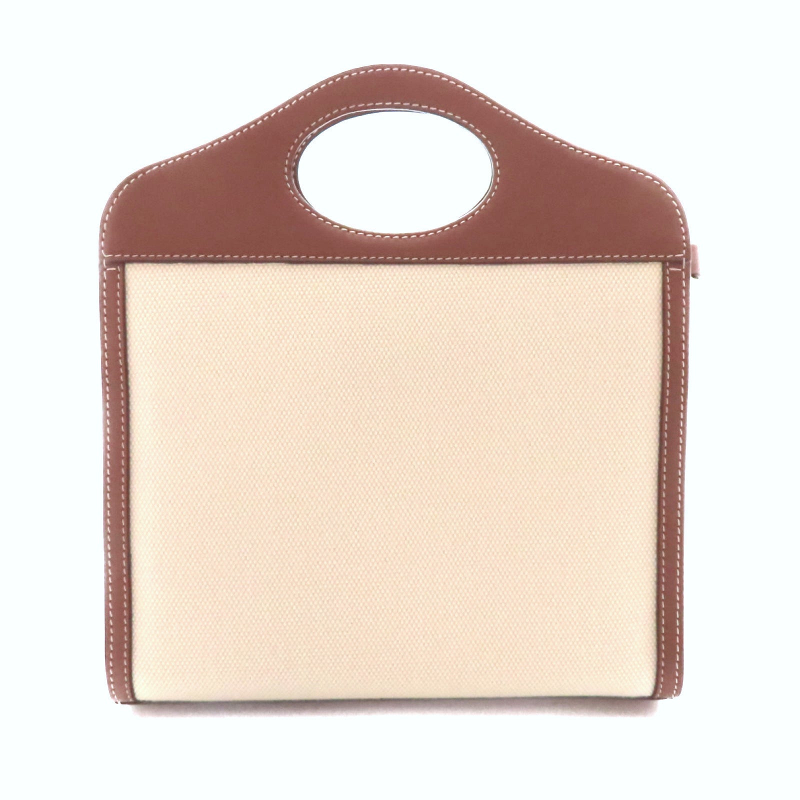 BURBERRY 牛皮皮革/帆布Mini Pocket Shoulder Bag金扣手挽肩背兩用袋啡色/米白色