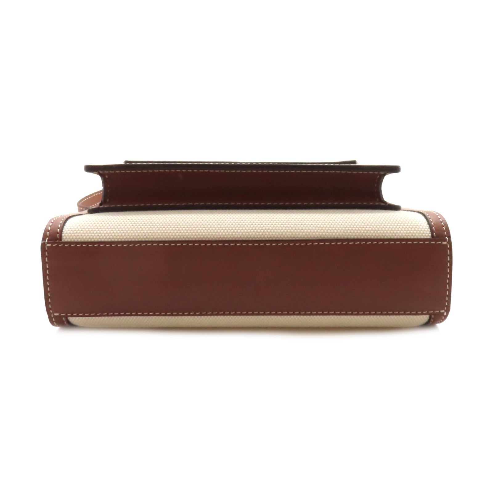 BURBERRY 牛皮皮革/帆布Mini Pocket Shoulder Bag金扣手挽肩背兩用袋啡色/米白色
