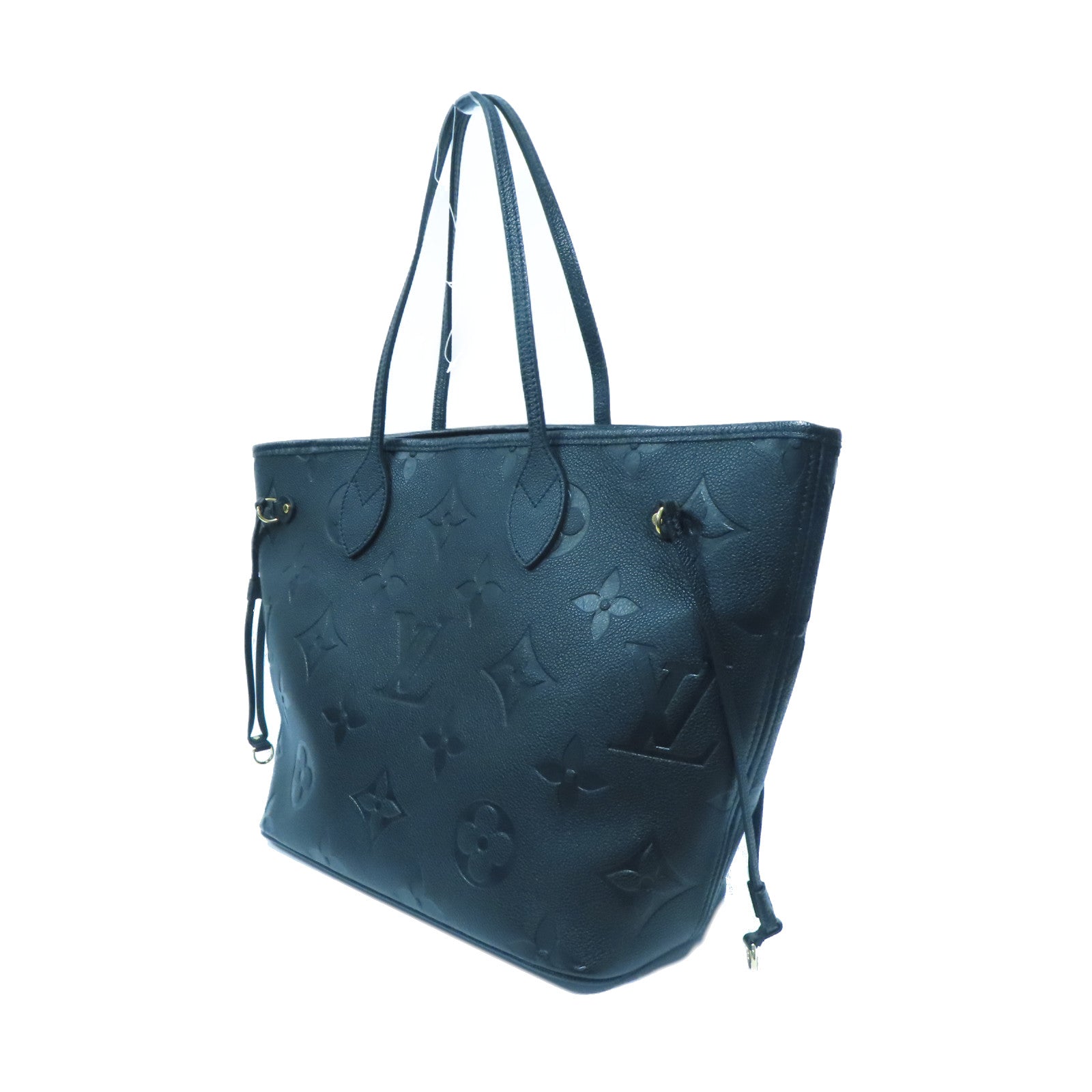 LOUIS VUITTON Monogram Empreinte Neverfull MM金扣手挽袋黑色