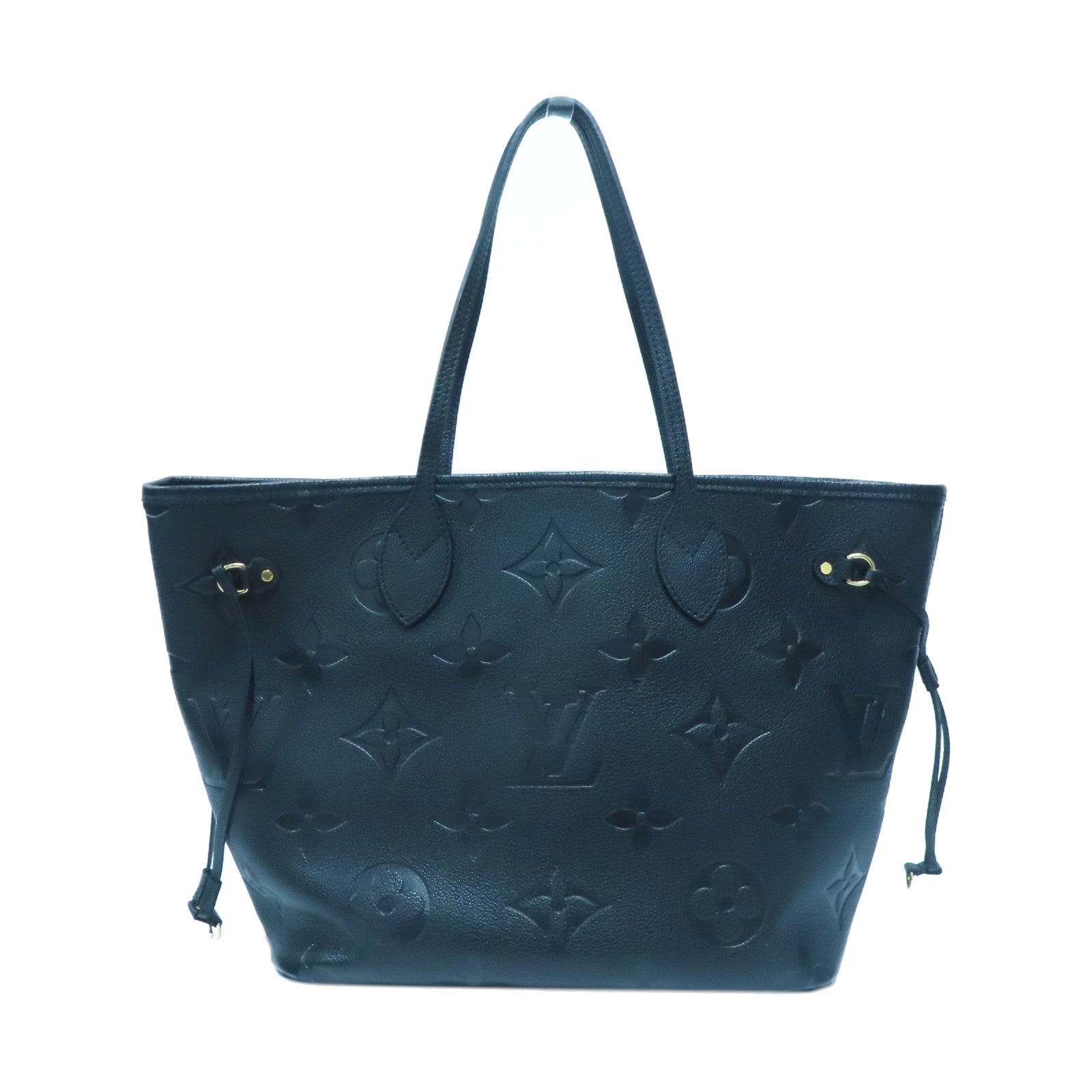 LOUIS VUITTON Monogram Empreinte Neverfull MM金扣手挽袋黑色