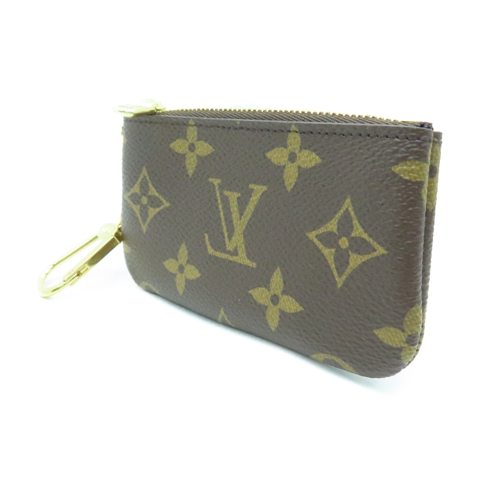LOUIS VUITTON Monogram Key Case金扣零钱包棕色