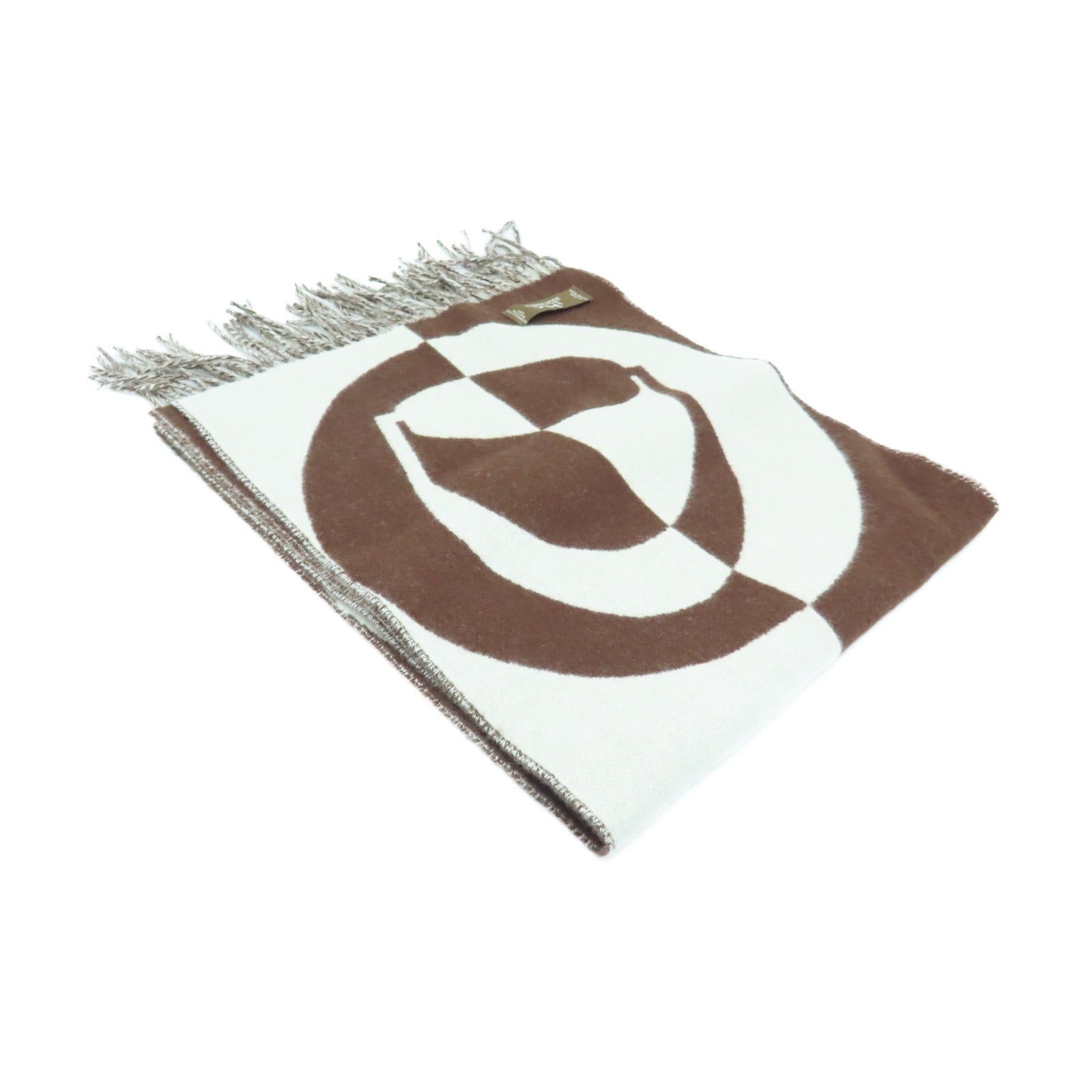 HERMES 羊绒Scarf围巾白色/棕色