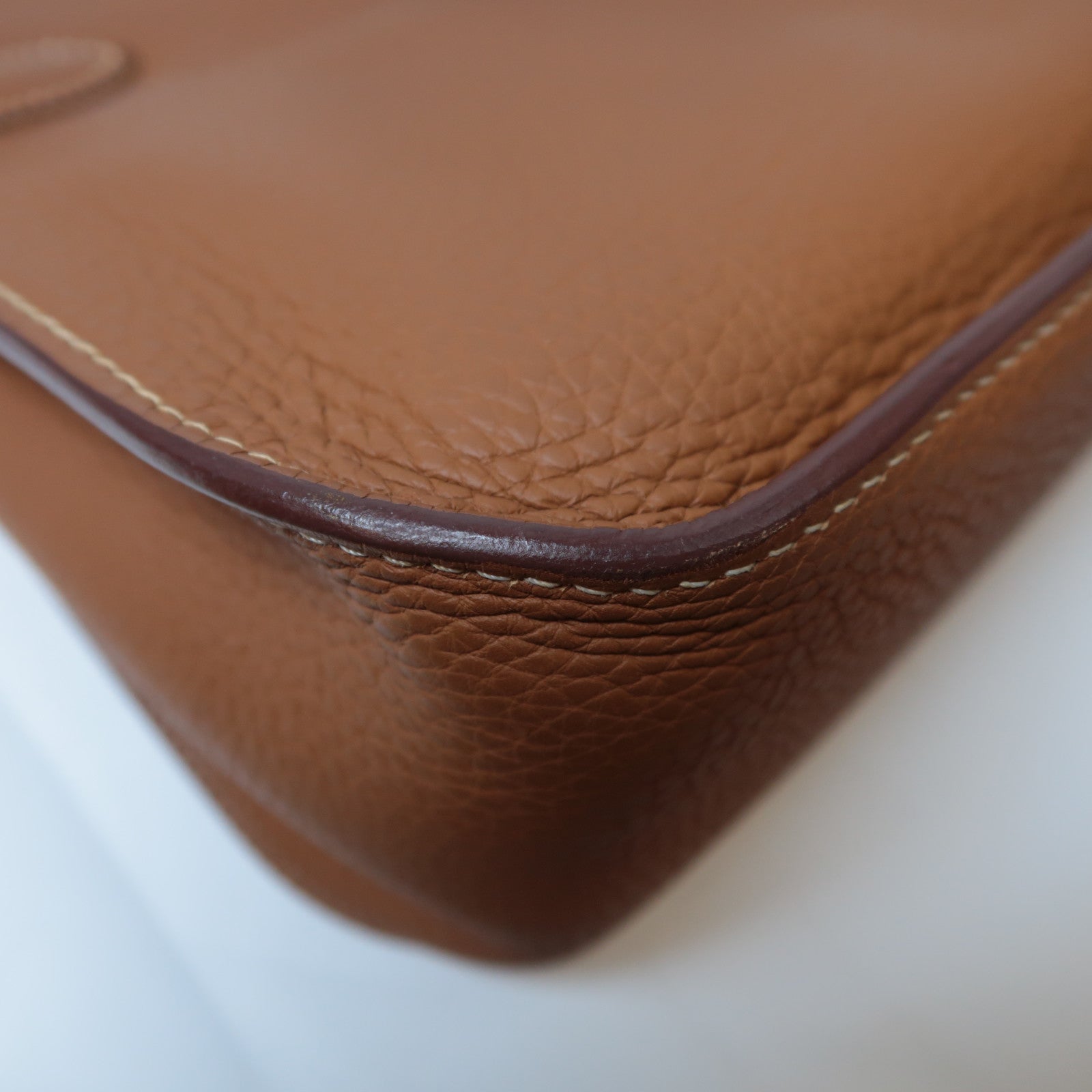 HERMES Clemence皮革Jypsiere 28銀扣肩背袋經典駝色