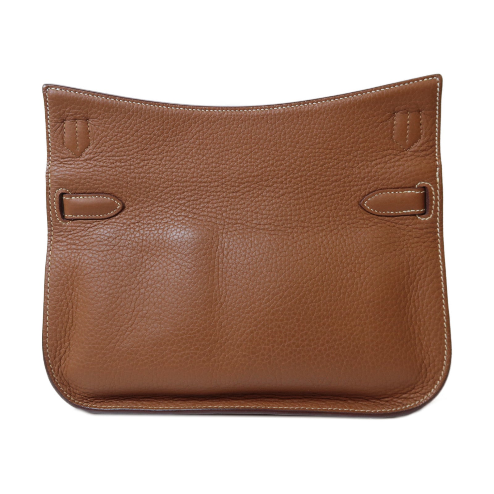 HERMES Clemence皮革Jypsiere 28銀扣肩背袋經典駝色