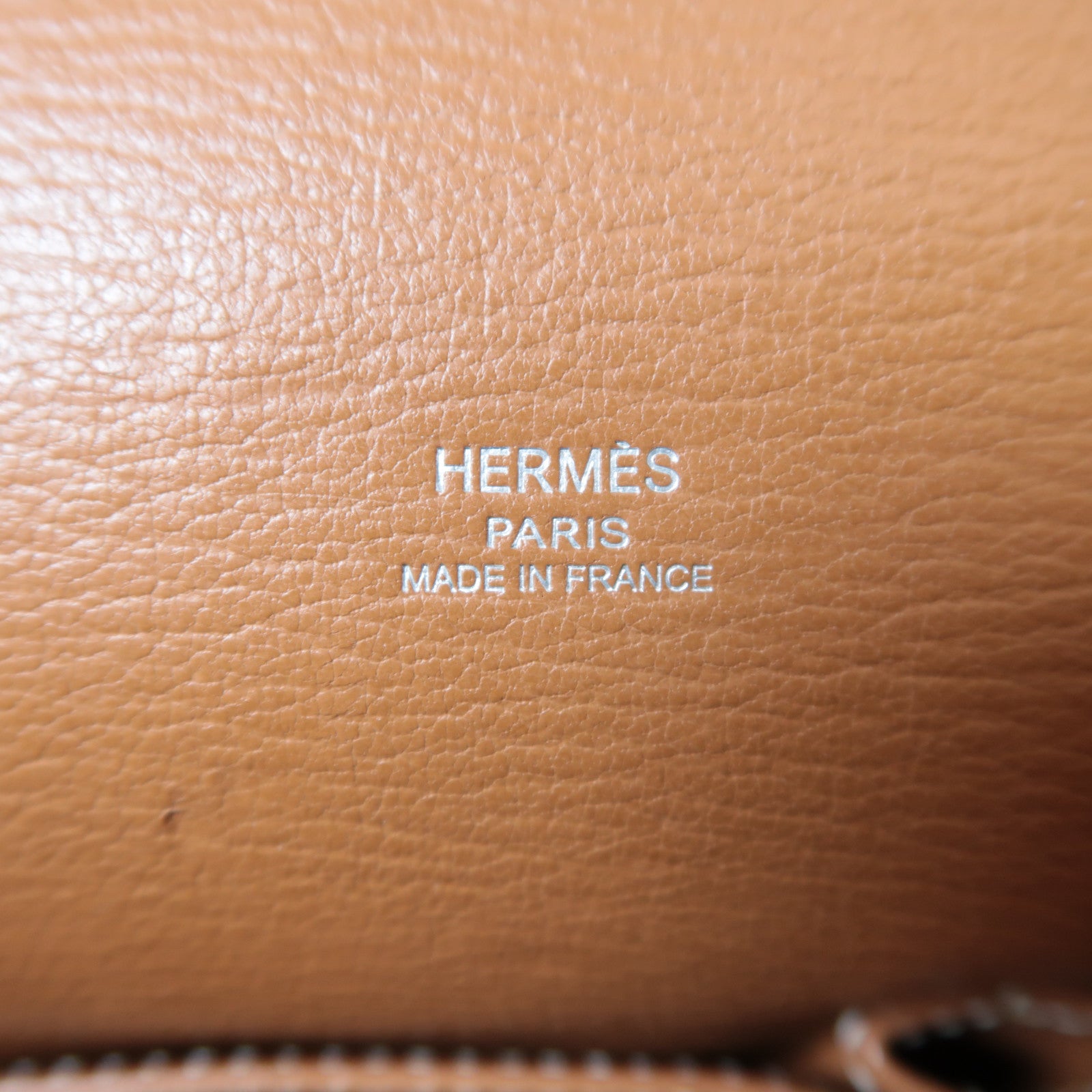 HERMES Clemence皮革Jypsiere 28銀扣肩背袋經典駝色