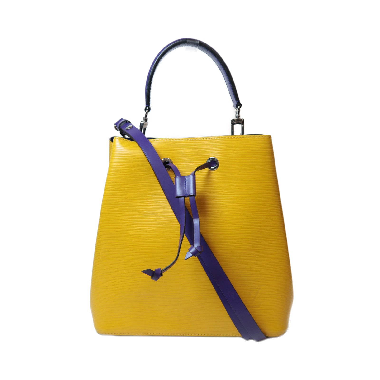 LOUIS VUITTON Epi Neo Noe銀扣手挽肩背兩用袋黃色/紫色
