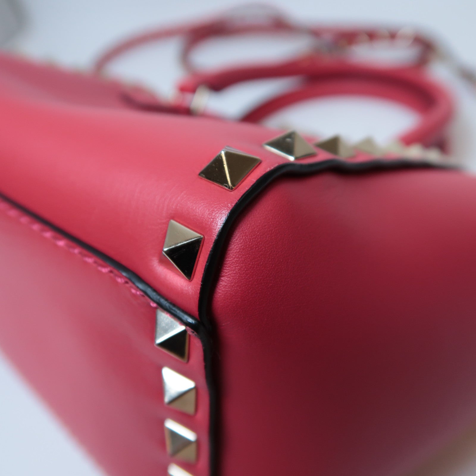 Valentino 牛皮皮革2 way Shoulder金扣手挽肩背兩用袋紅色