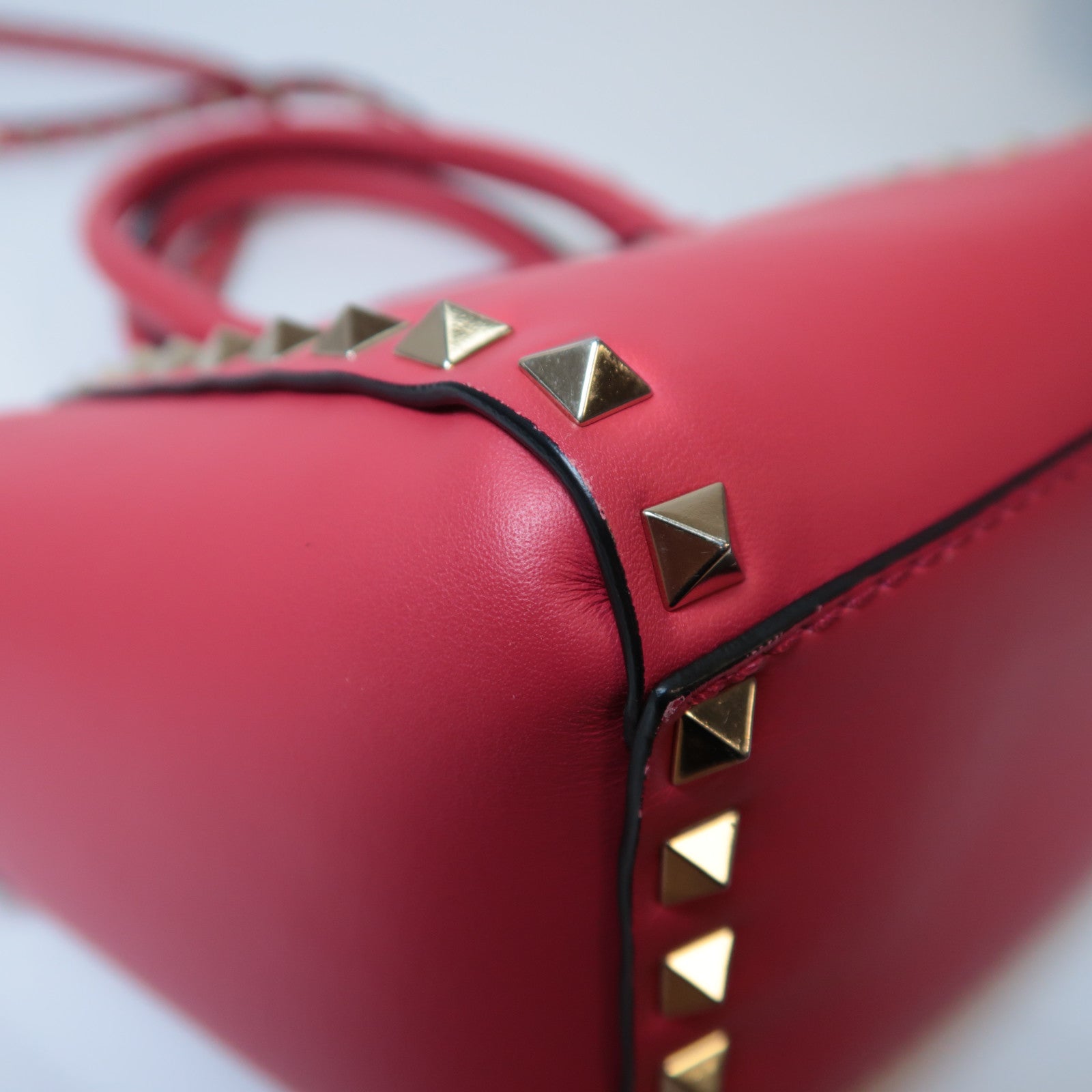 Valentino 牛皮皮革2 way Shoulder金扣手挽肩背兩用袋紅色