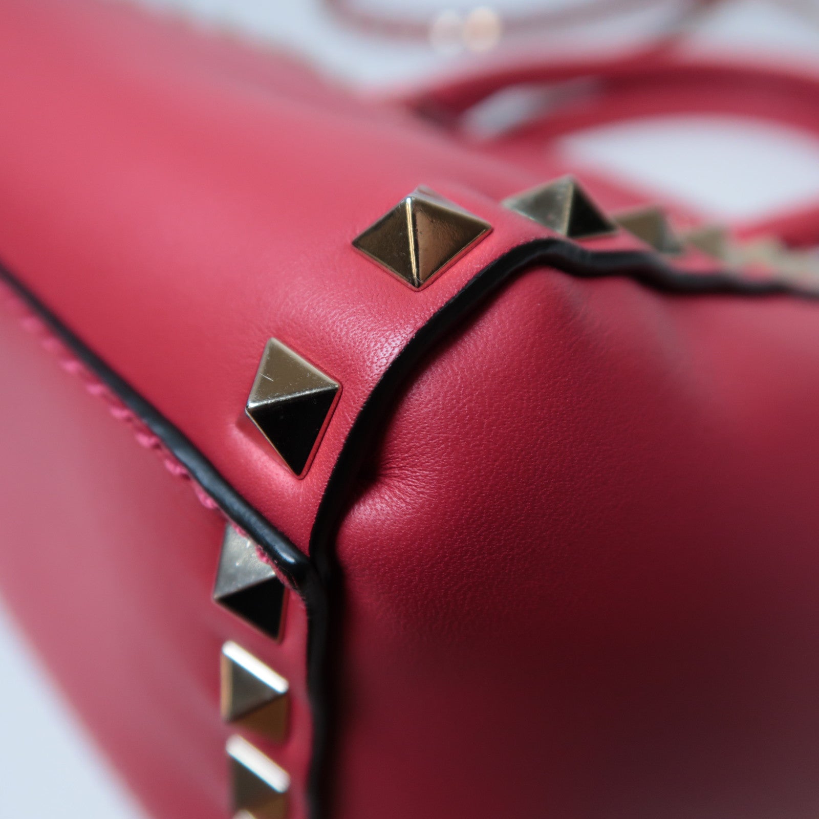 Valentino 牛皮皮革2 way Shoulder金扣手挽肩背兩用袋紅色