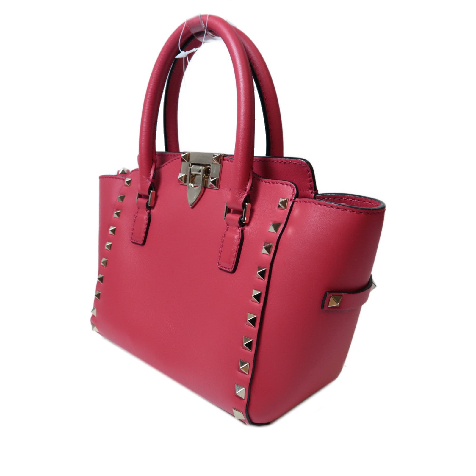 Valentino 牛皮皮革2 way Shoulder金扣手挽肩背兩用袋紅色