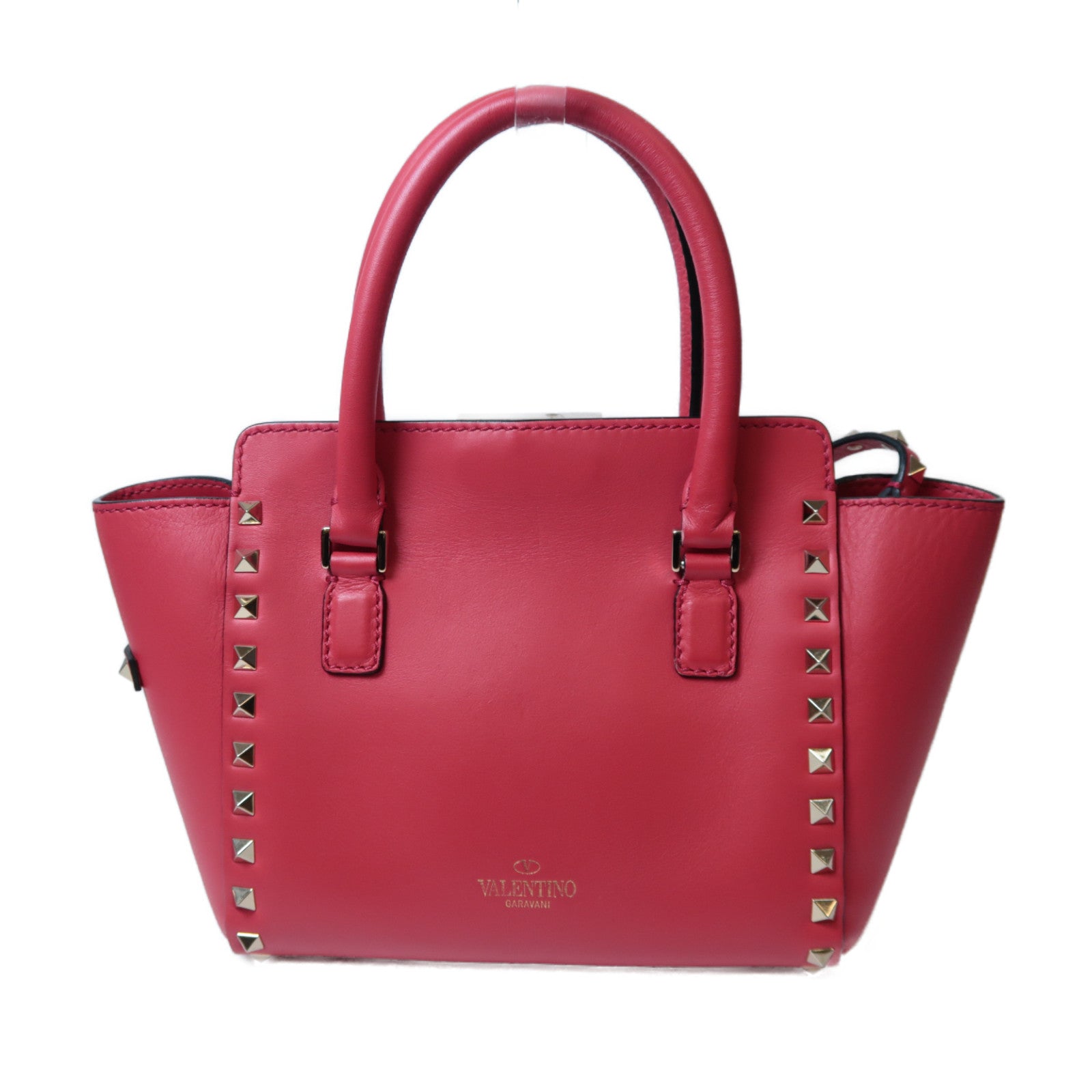 Valentino 牛皮皮革2 way Shoulder金扣手挽肩背兩用袋紅色