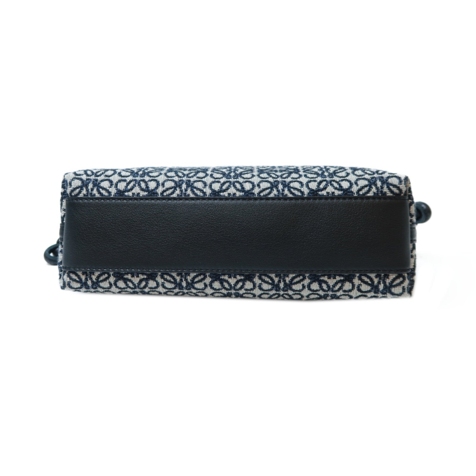 LOEWE 帆布Mini Flamenco Clutch Anagram金扣肩背袋黑色/深藍色