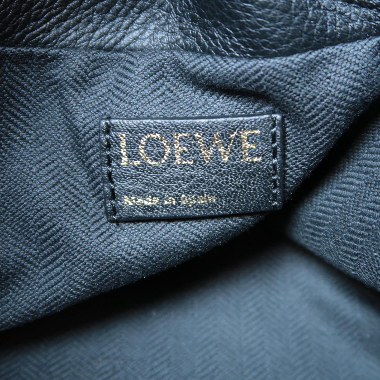 LOEWE 帆布Mini Flamenco Clutch Anagram金扣肩背袋黑色/深藍色