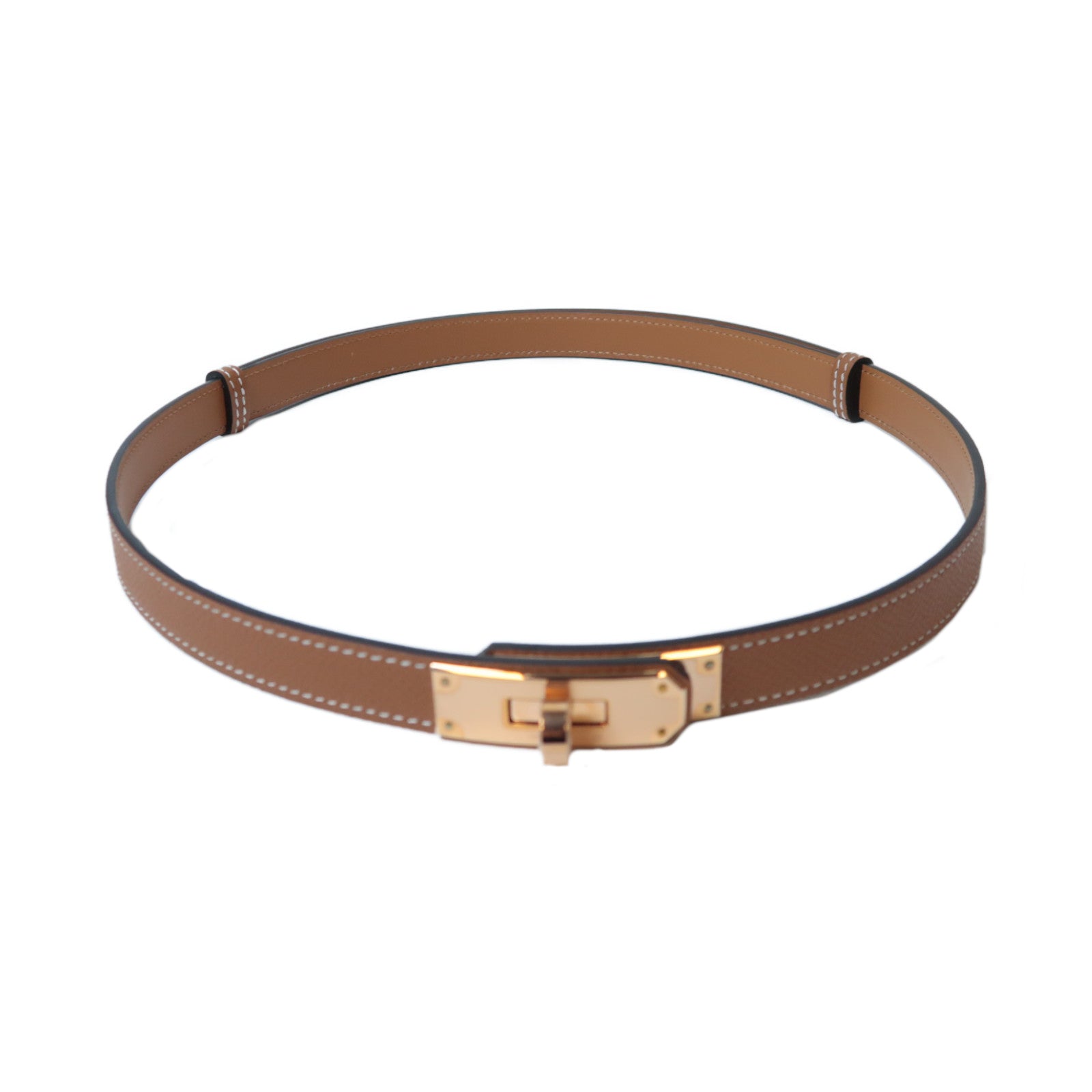 HERMES Swift皮革Kelly Belt金扣皮帶經典駝色