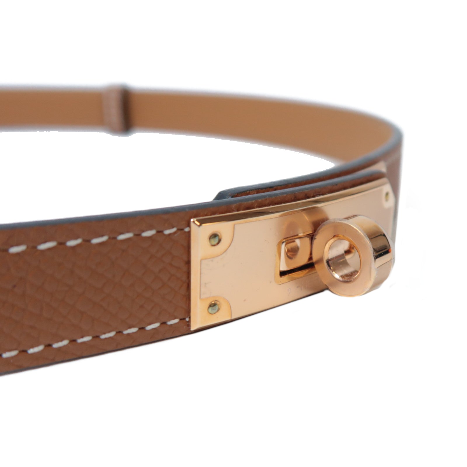 HERMES Swift皮革Kelly Belt金扣皮帶經典駝色