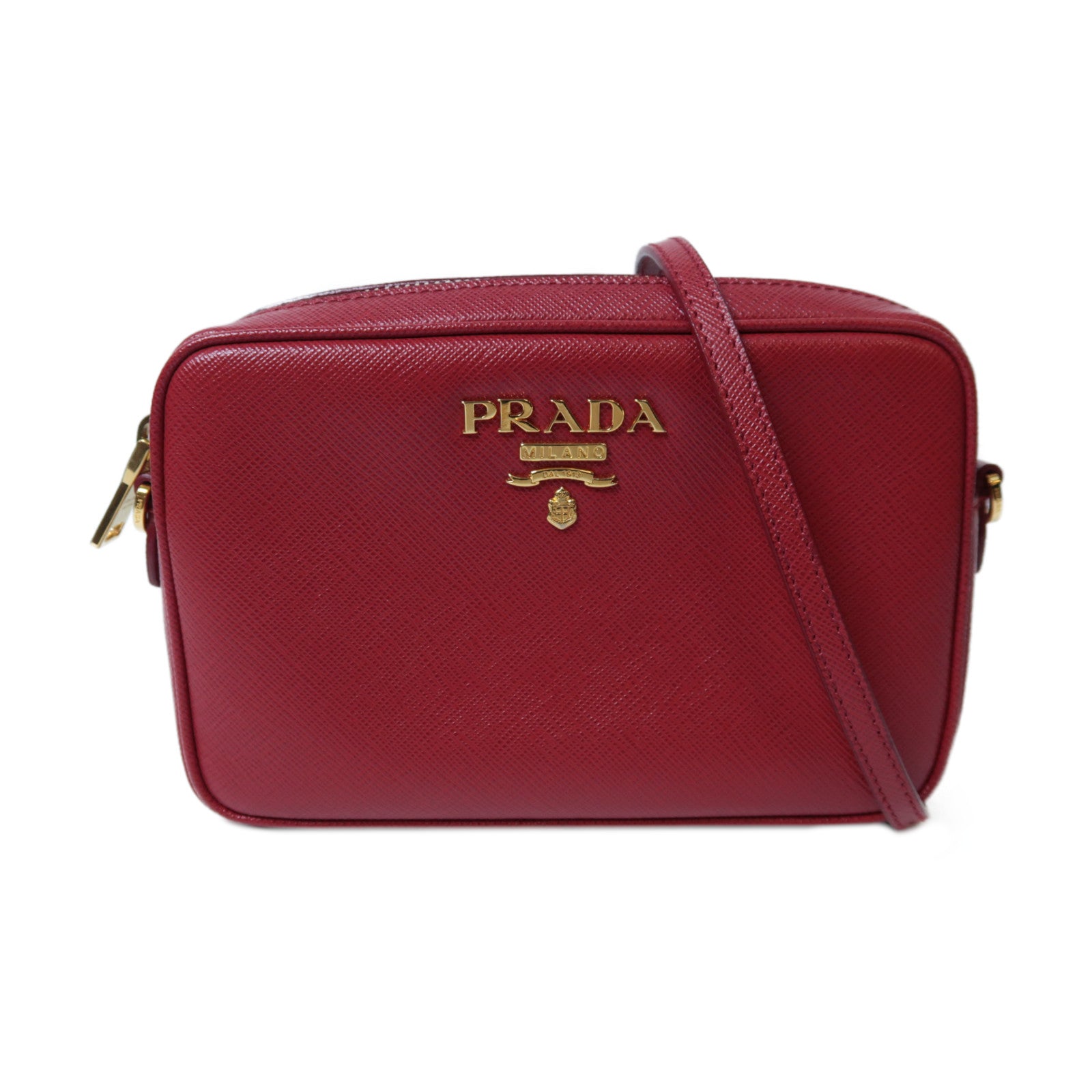 PRADA 牛皮皮革Shoulder Bag金扣肩背袋紅色