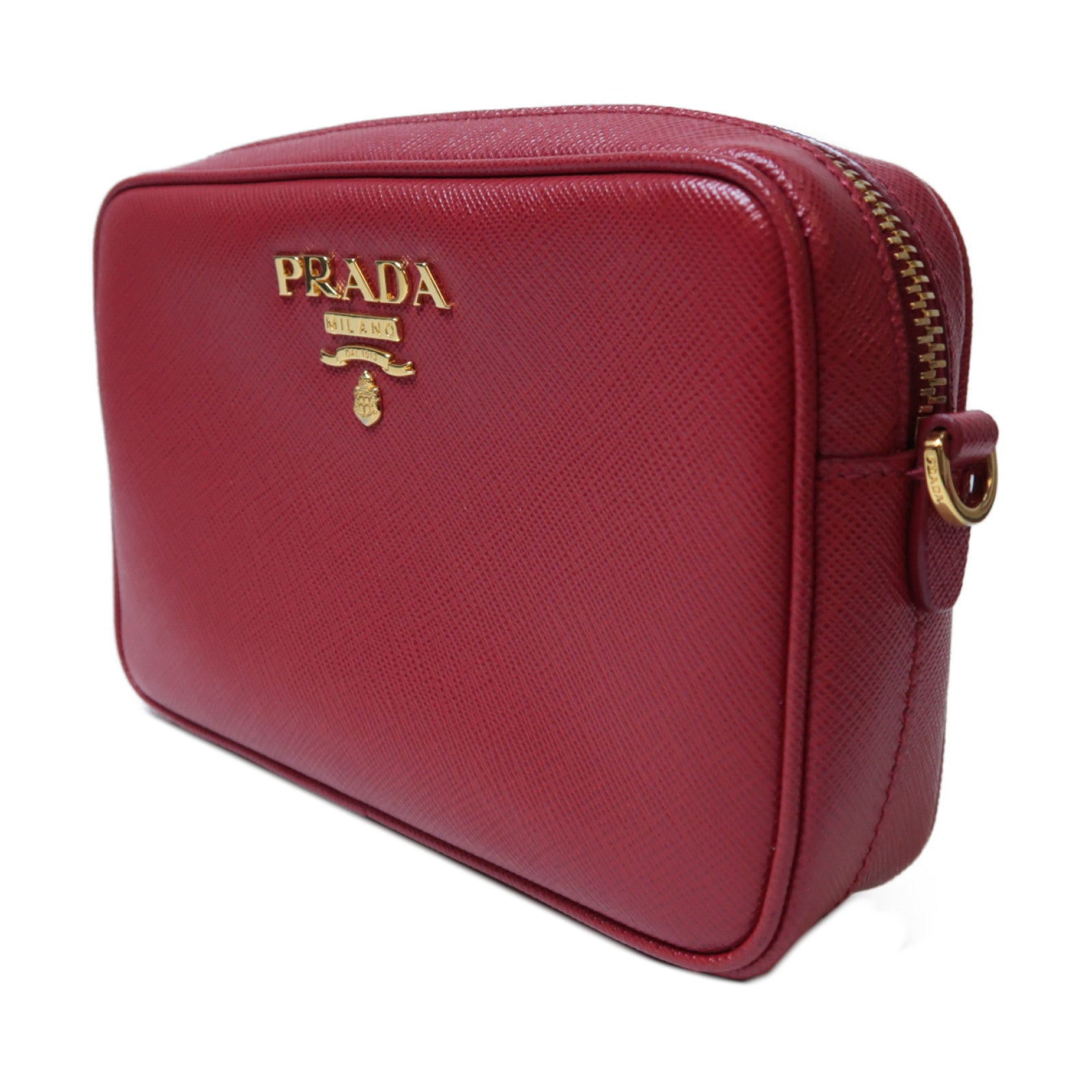 PRADA 牛皮皮革Shoulder Bag金扣肩背袋紅色