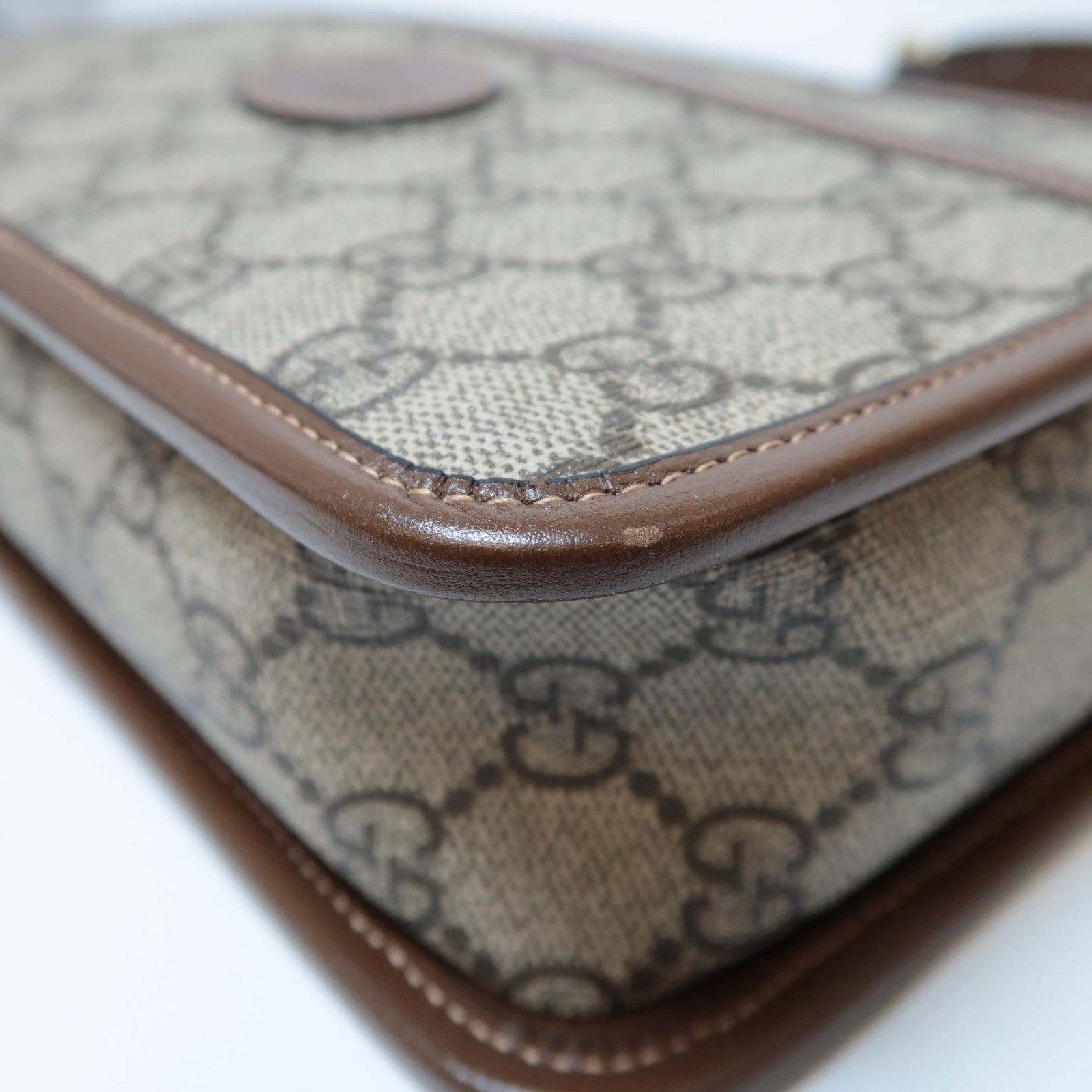 GUCCI 塗層帆布Interlocking G Bag金扣肩背袋啡色