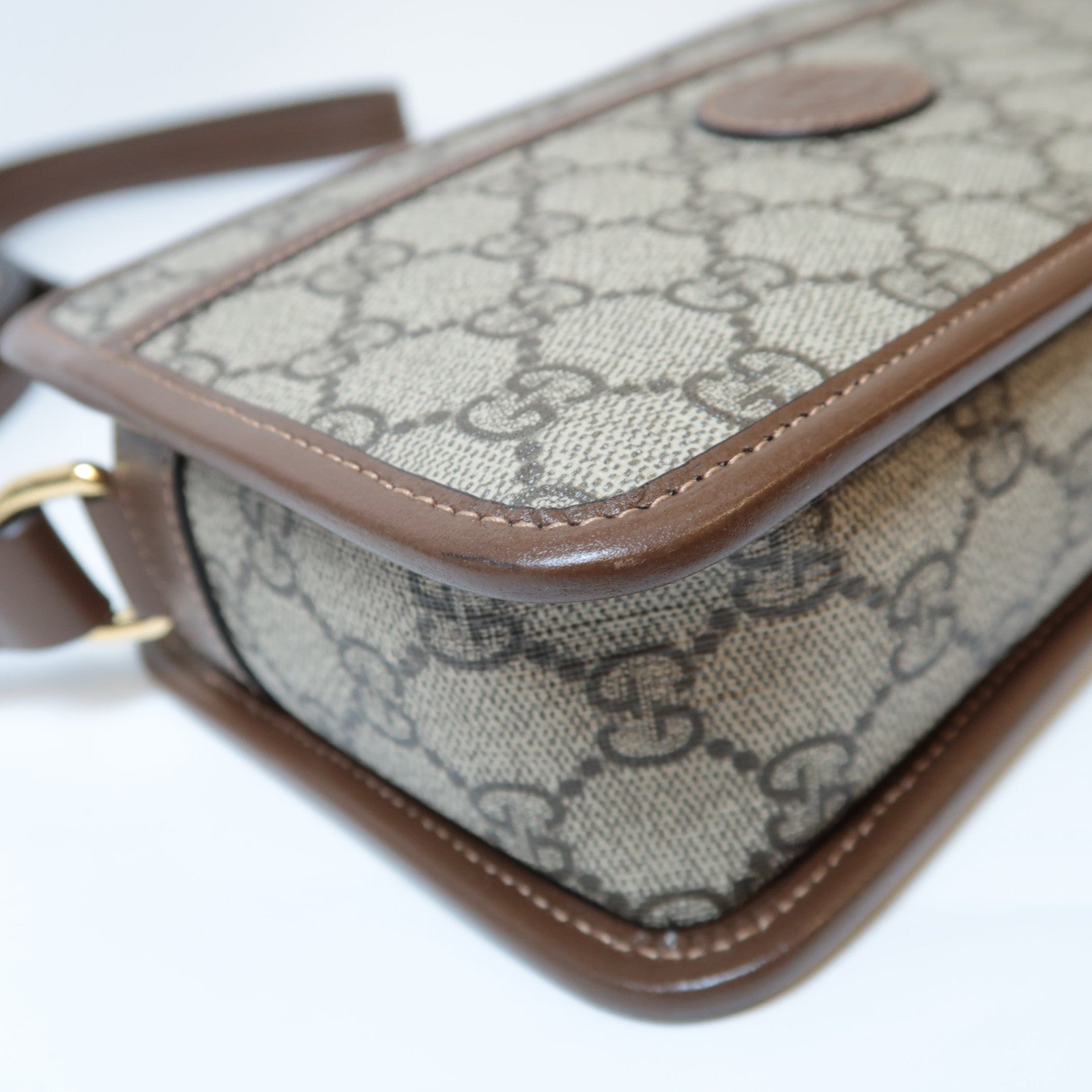GUCCI 塗層帆布Interlocking G Bag金扣肩背袋啡色