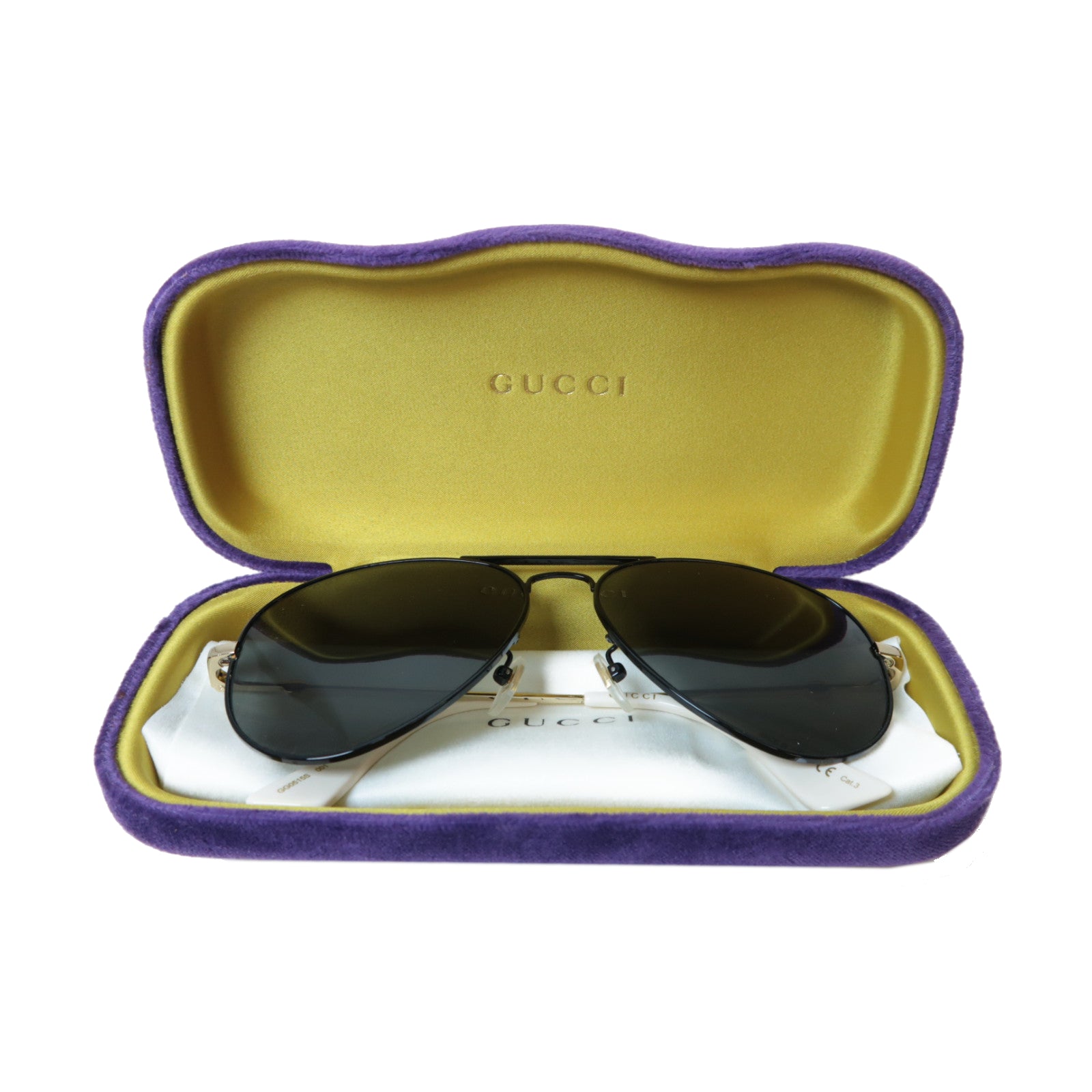 GUCCI PVC Sunglasses太陽眼鏡黑色/白色/金色