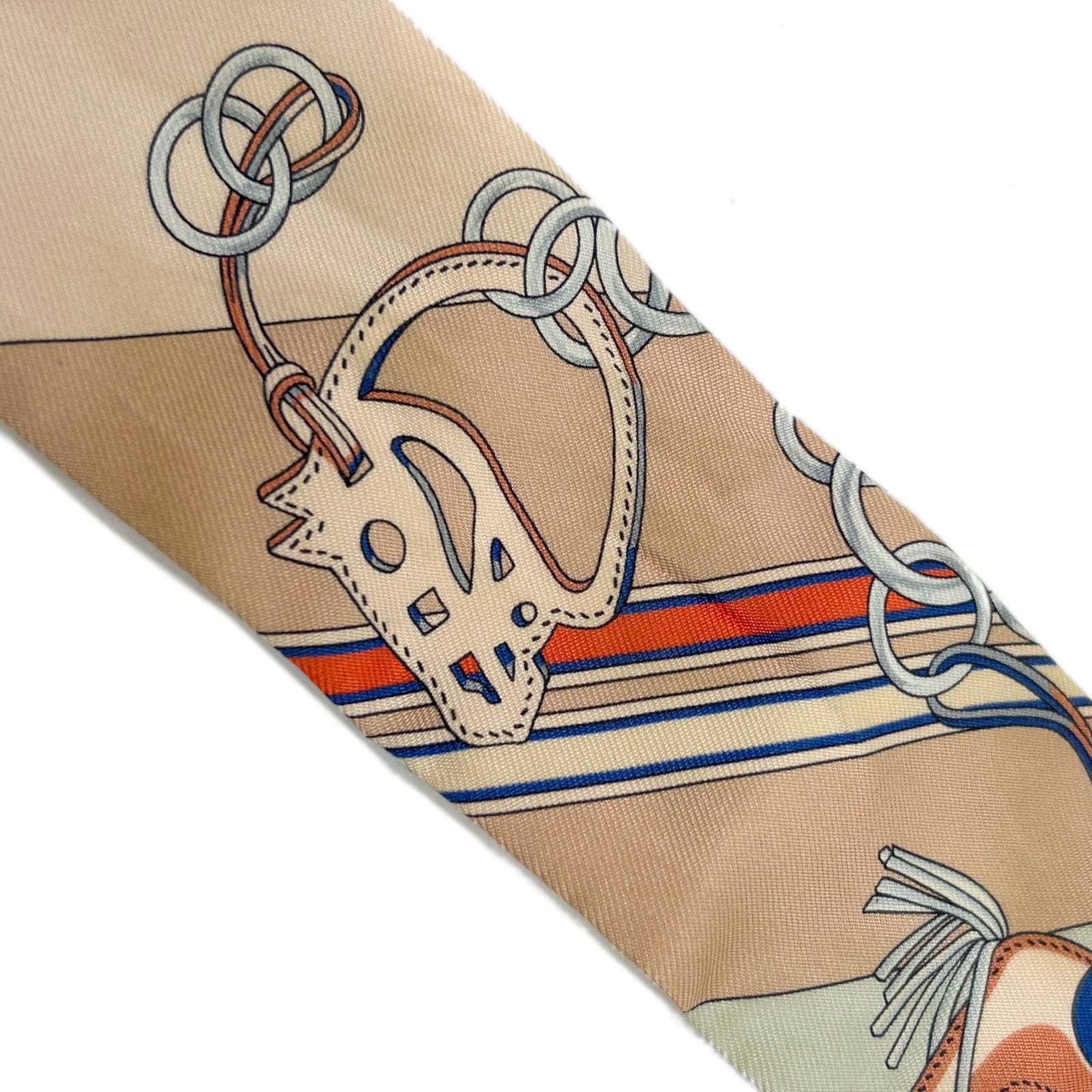 HERMES 絲質Twilly絲巾杏色/米色/淺藍色/紅色