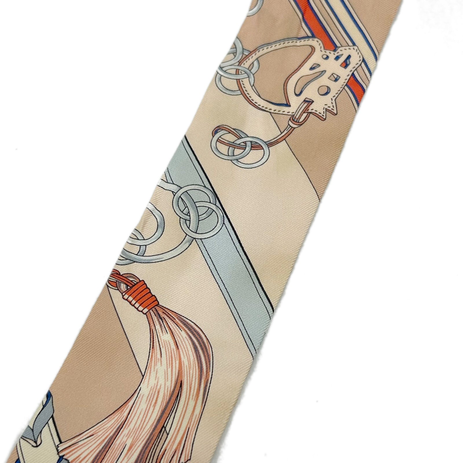 HERMES 絲質Twilly絲巾杏色/米色/淺藍色/紅色