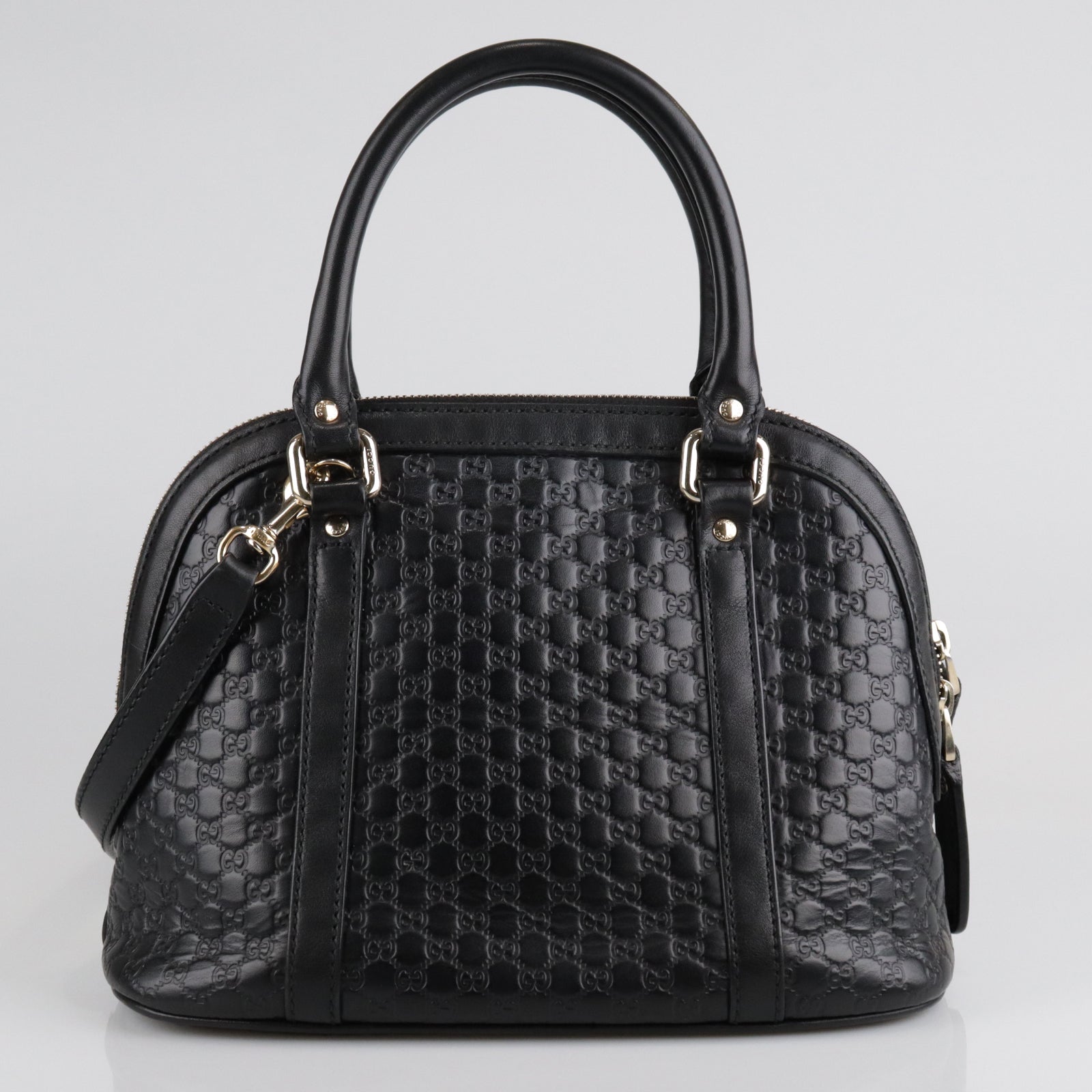 GUCCI Cowhide Leather Microguccissima Gold Buckle Handle Shoulder