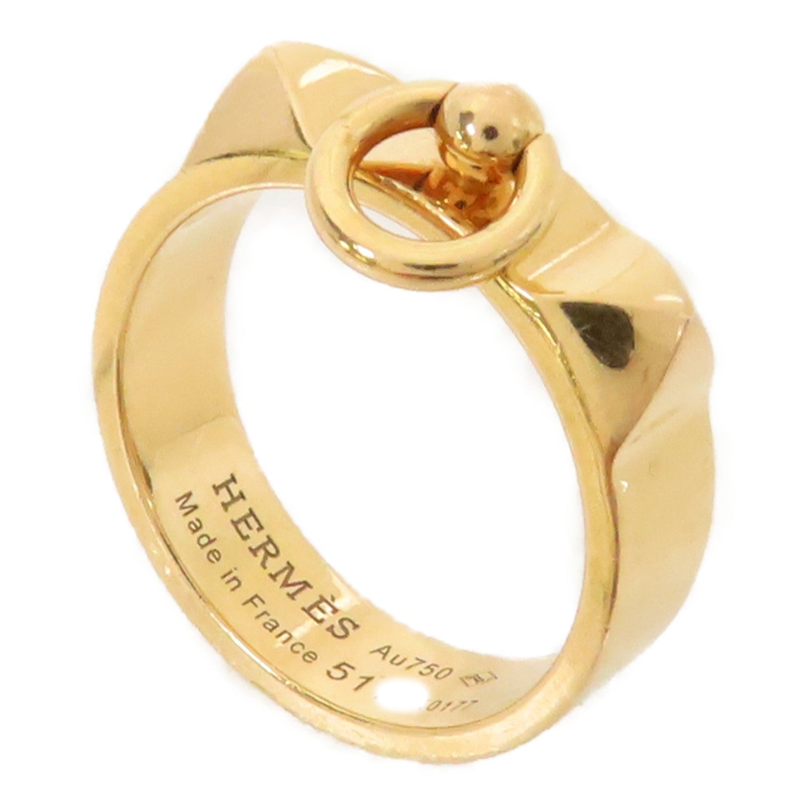 HERMES 18K黃金Collier De Chien Ring戒指US#5.25
