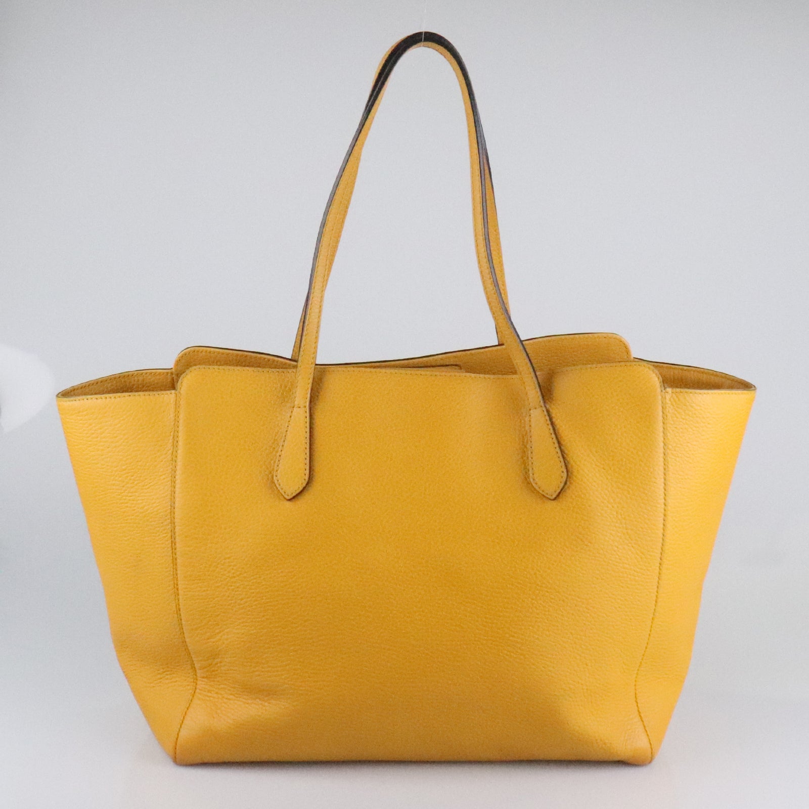 GUCCI cowhide leather Swing gold buckle shoulder bag / hand bag yellow