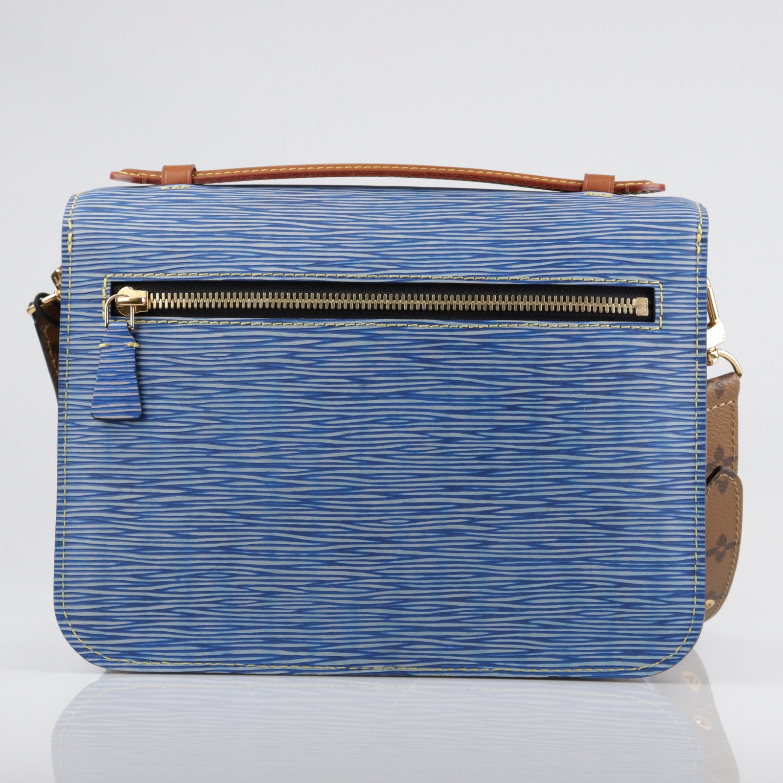 LOUIS VUITTON Epi/Monogram Reverse Pochette Metis Handle Shoulder Bag Blue/Brown