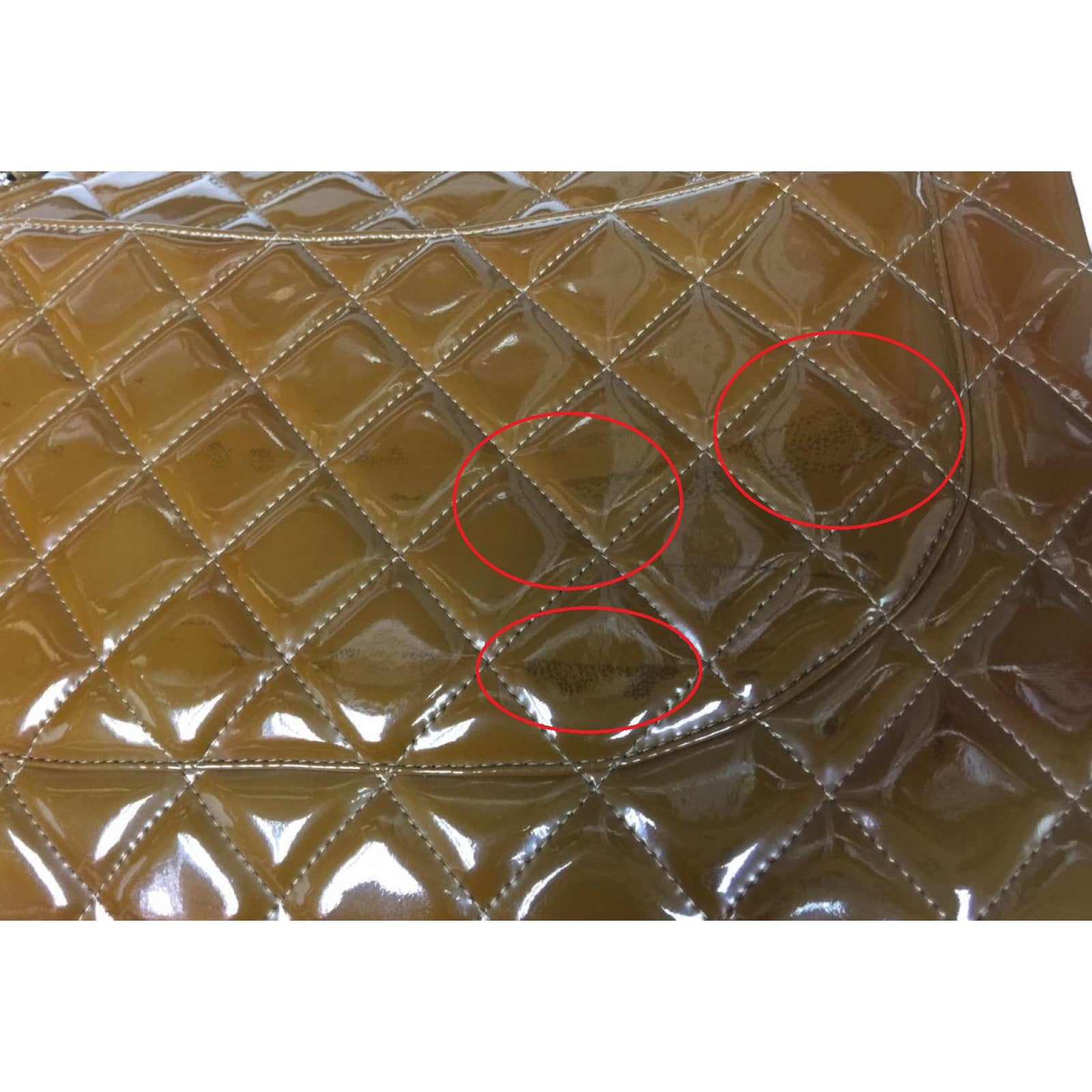 CHANEL 菱格漆皮皮革Chain Shoulder銀扣鏈帶肩背袋棕色