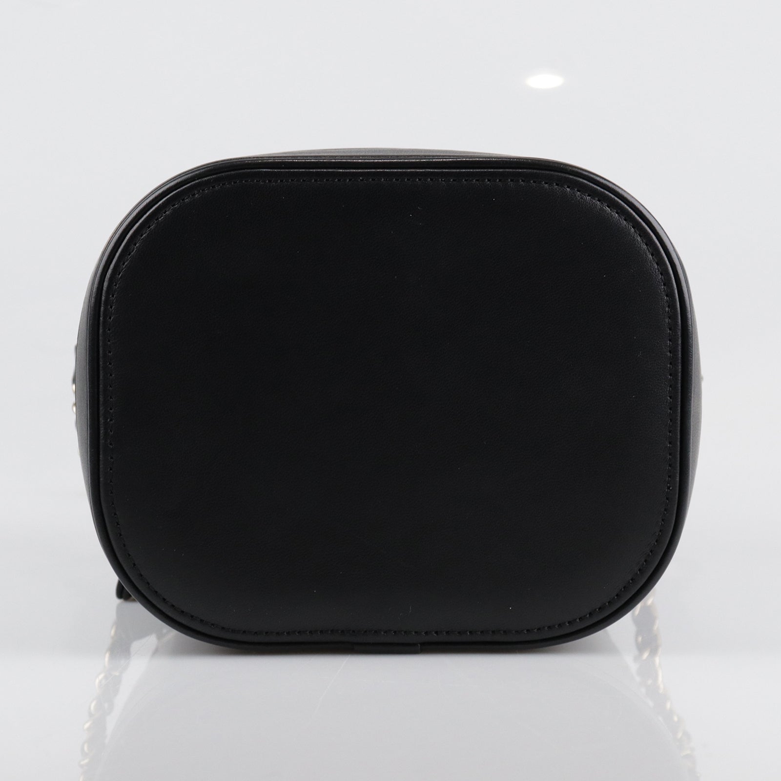 CHANEL Sheepskin Leather Vanity Gold Buckle Handle Shoulder Bag Black