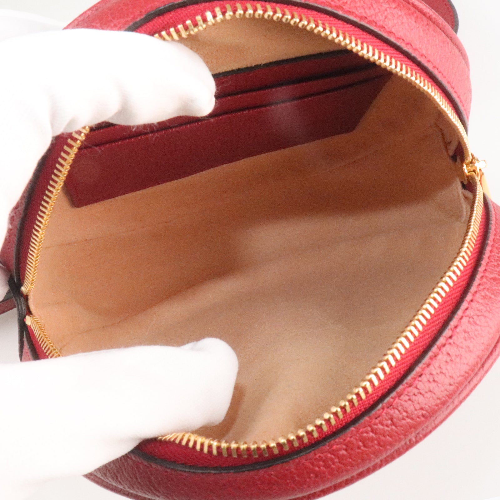 GUCCI 涂层帆布Ophidia Floral Round Backpack Bag金扣肩背袋红色