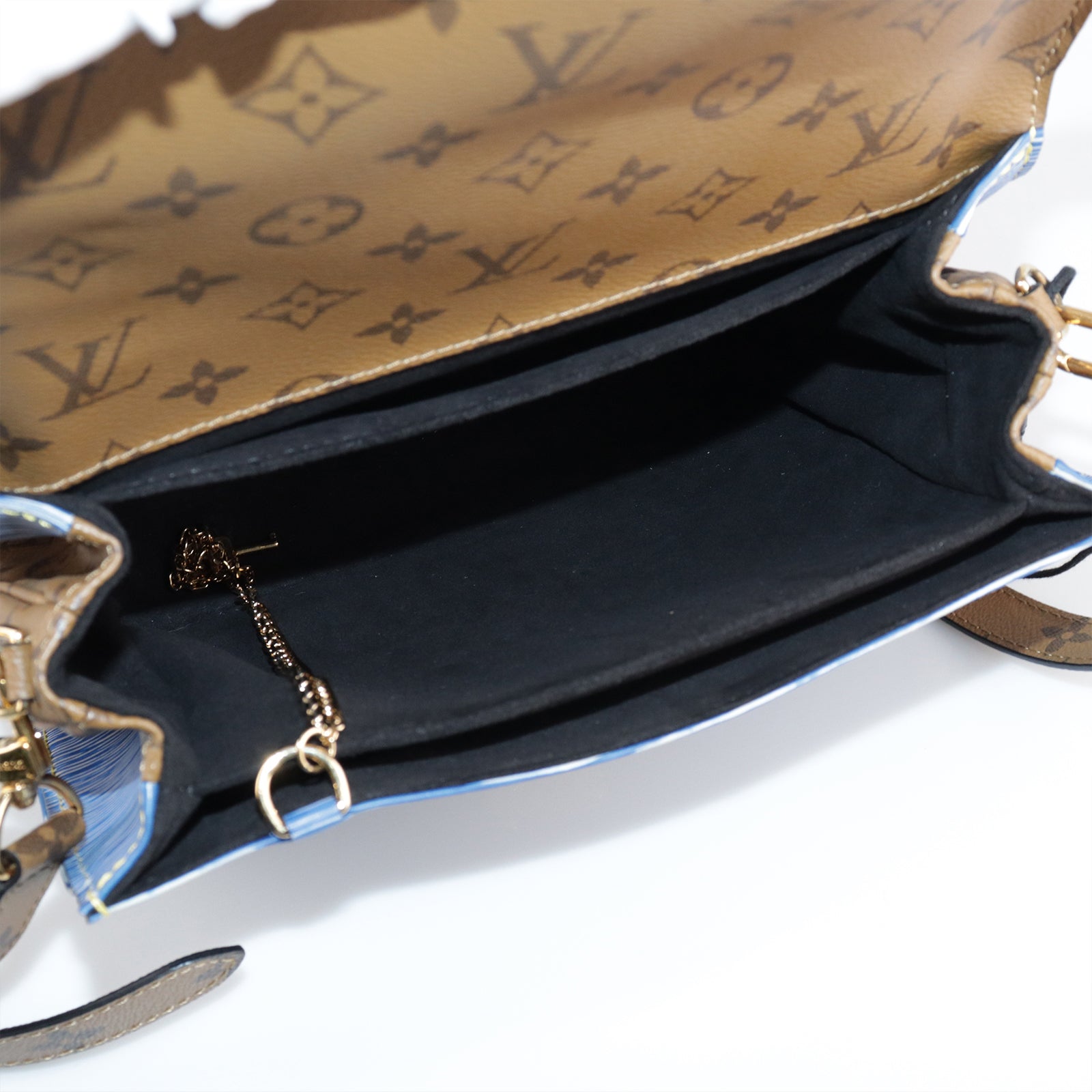LOUIS VUITTON Epi/Monogram Reverse Pochette Metis Handle Shoulder Bag Blue/Brown