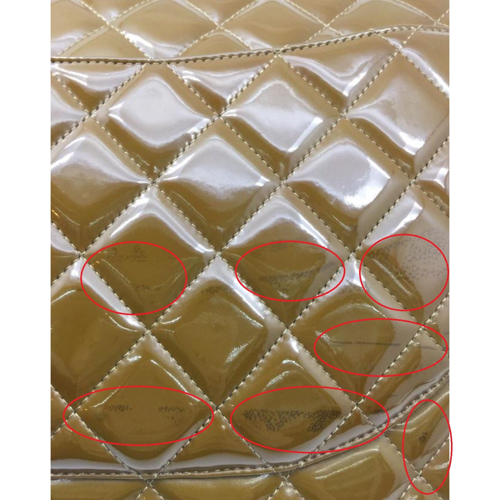 CHANEL 菱格漆皮皮革Chain Shoulder銀扣鏈帶肩背袋棕色