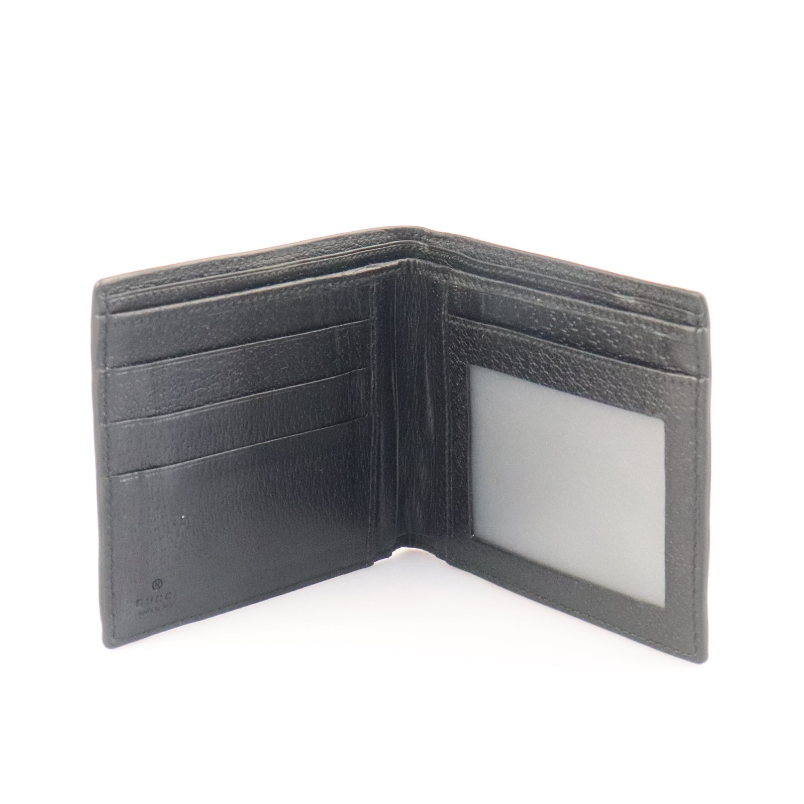 GUCCI cowhide leather GG Marmont Wallet gold buckle wallet black