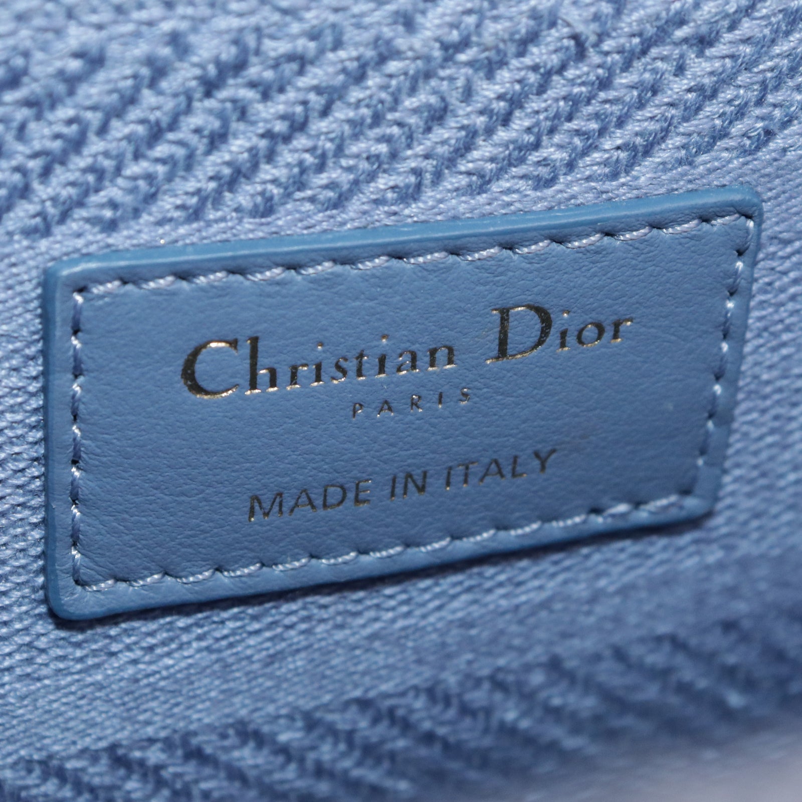 Dior canvas Lady Dior gold buckle handle shoulder bag blue