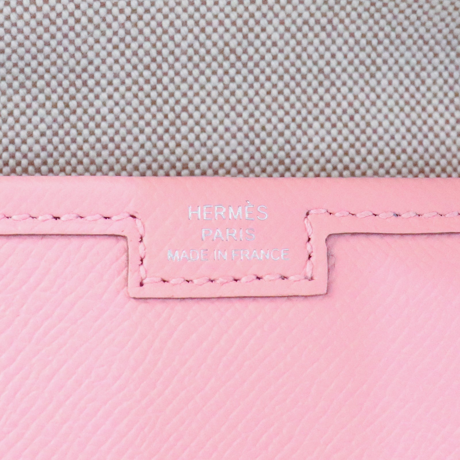 HERMES Epsom Leather Jije Elan PM Clutch Candy Powder