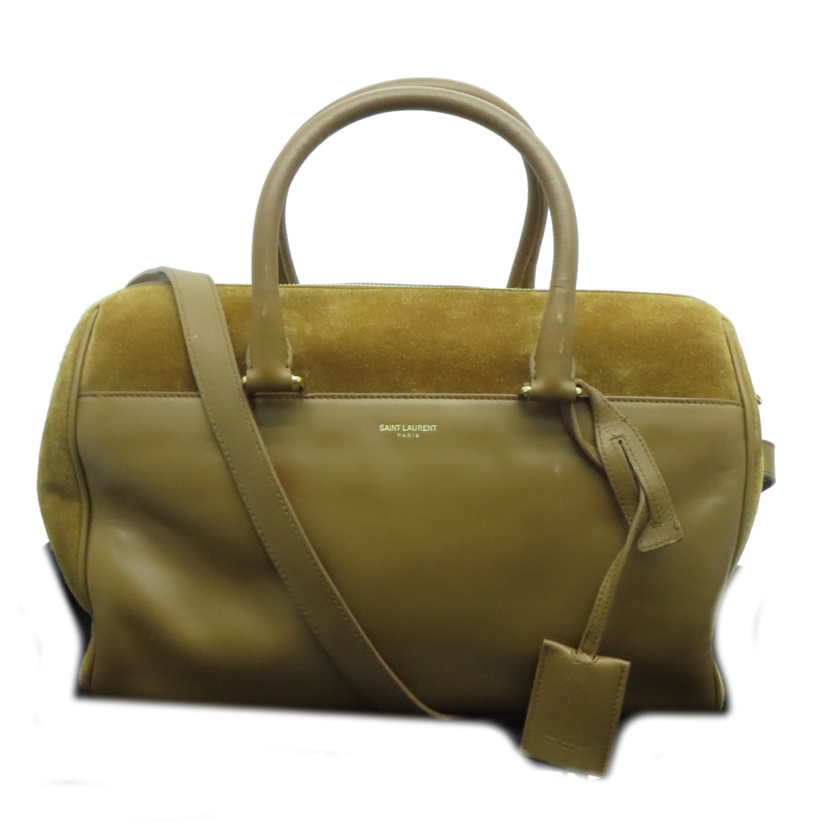 SAINT LAURENT 麂皮皮革2way Shoulder金扣手挽肩背两用袋啡色