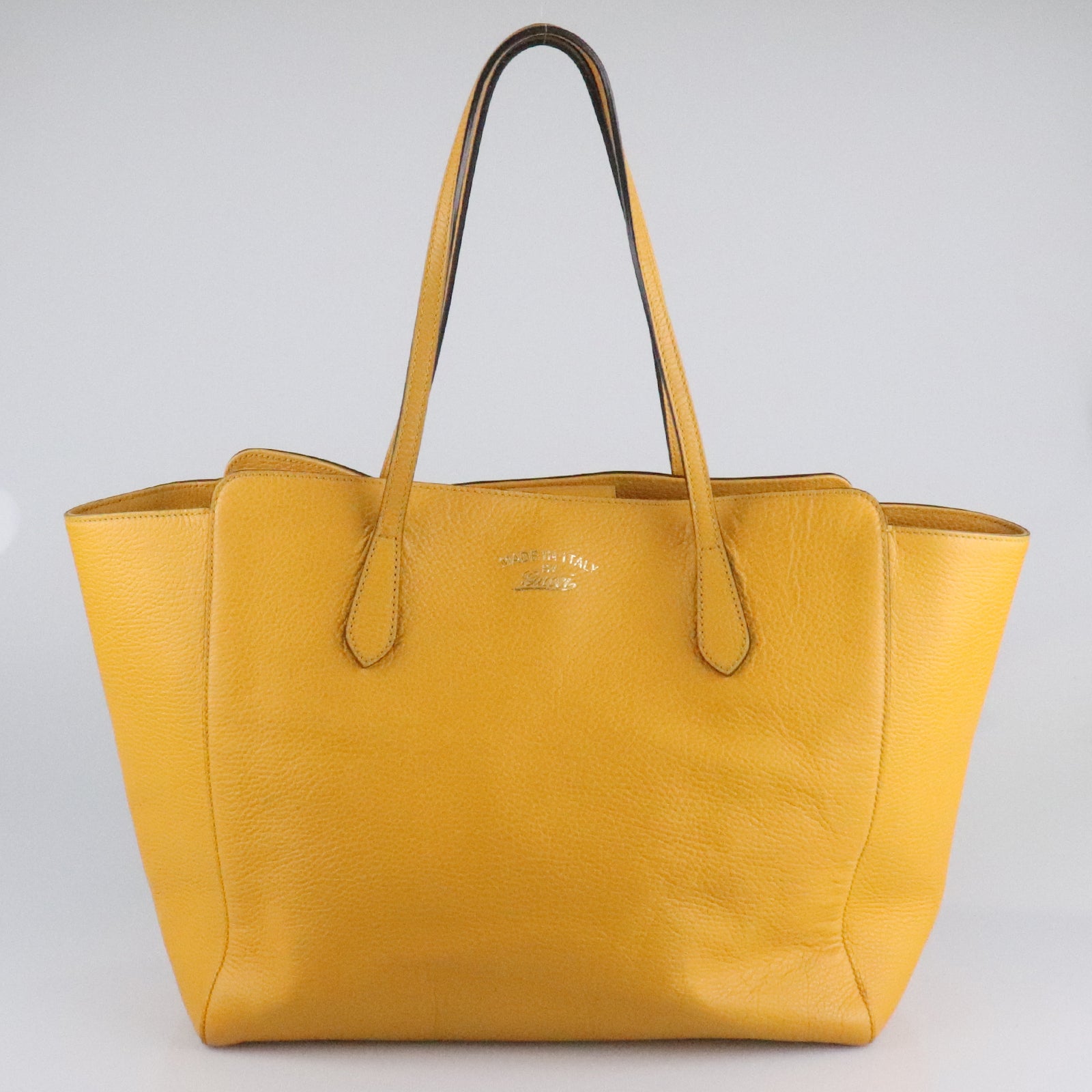 GUCCI cowhide leather Swing gold buckle shoulder bag / hand bag yellow