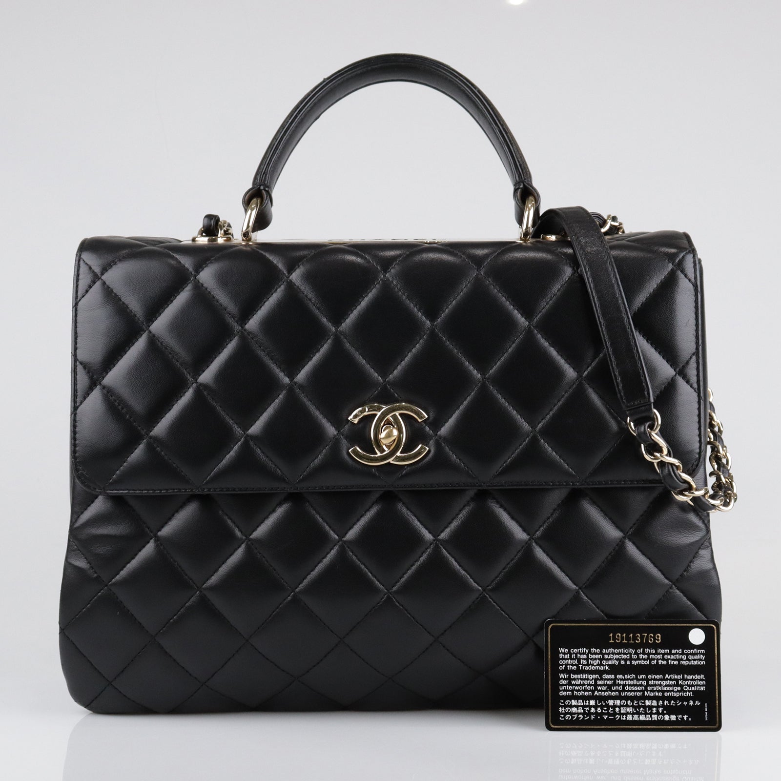 CHANEL rhombic sheepskin leather Trendy gold buckle handle shoulder bag