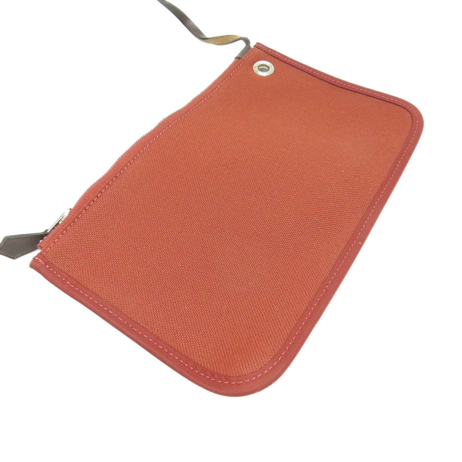 HERMES 帆布Herbag PM 2Way Shoulder Bag銀扣手挽肩背兩用袋Brique磚紅色